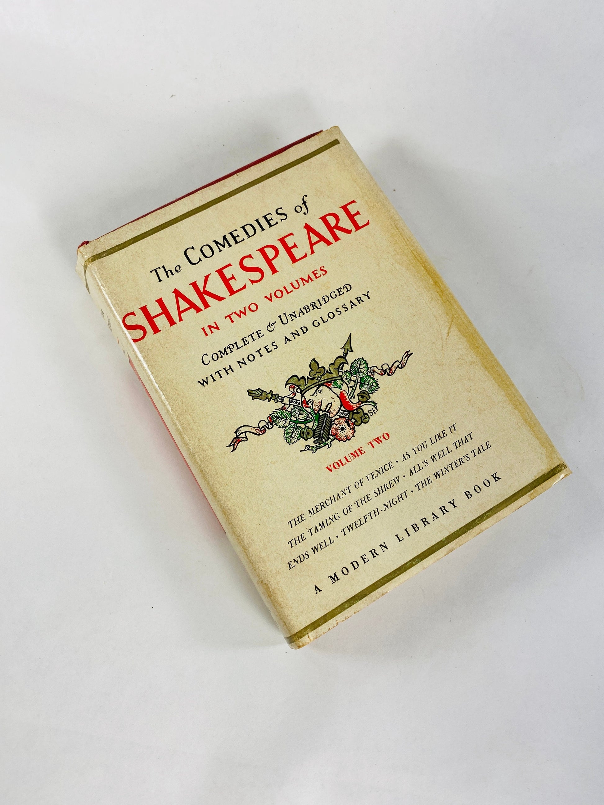 1952 Shakespeare Comedies Vintage Modern Library book with dust jacket Taming of the Shrew, Merry Wives of Windsor, Much Ado About Nothing