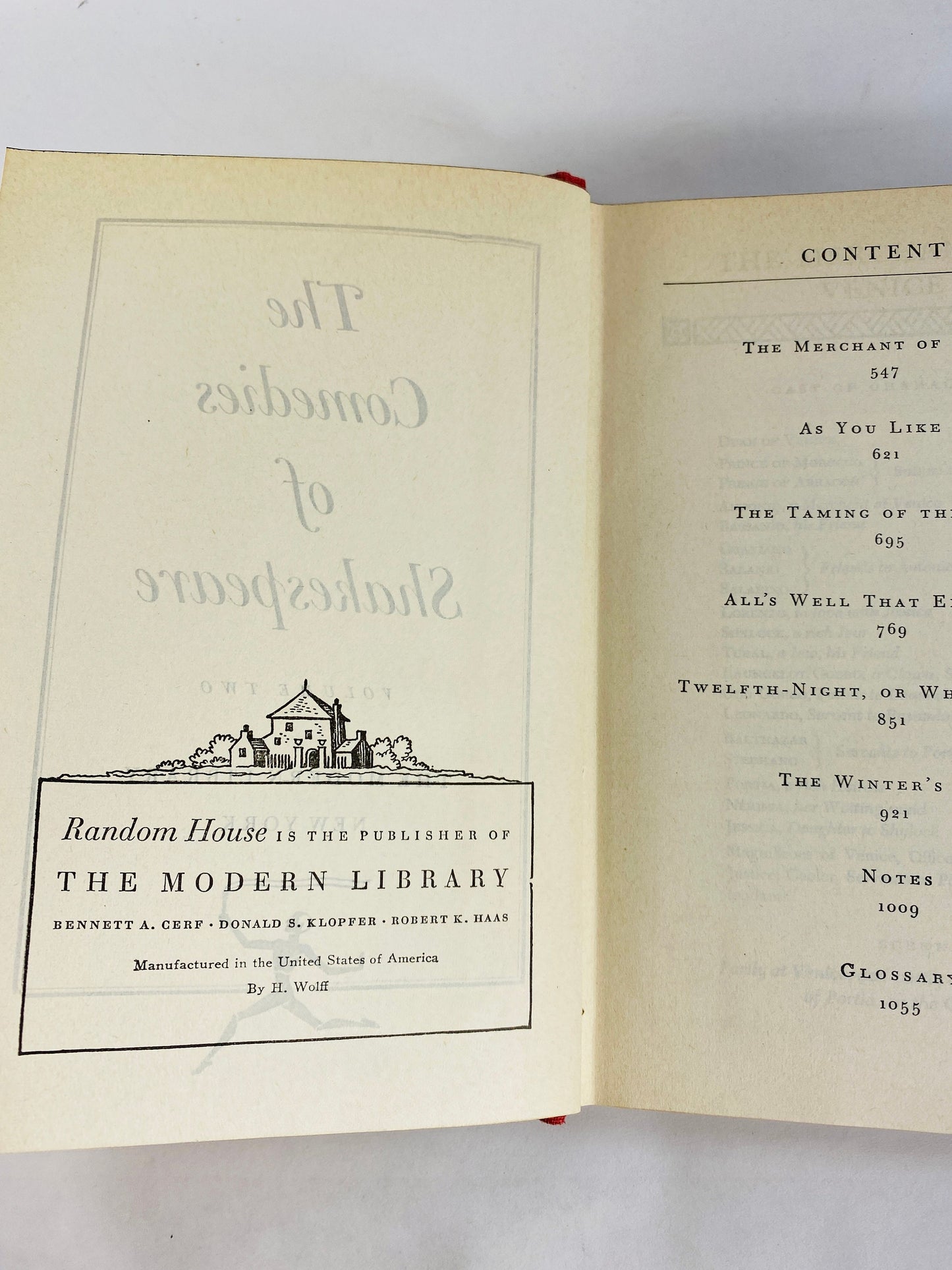 1952 Shakespeare Comedies Vintage Modern Library book with dust jacket Taming of the Shrew, Merry Wives of Windsor, Much Ado About Nothing