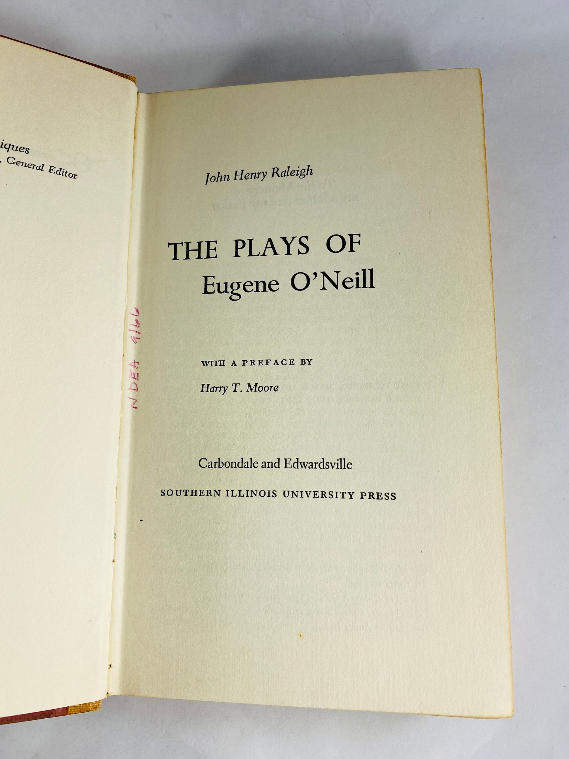 Eugene O'Neill Plays Cosmology & Geography, History, Mankind, The Form vintage book circa 1965 Former library book. Red decor Theatre gift