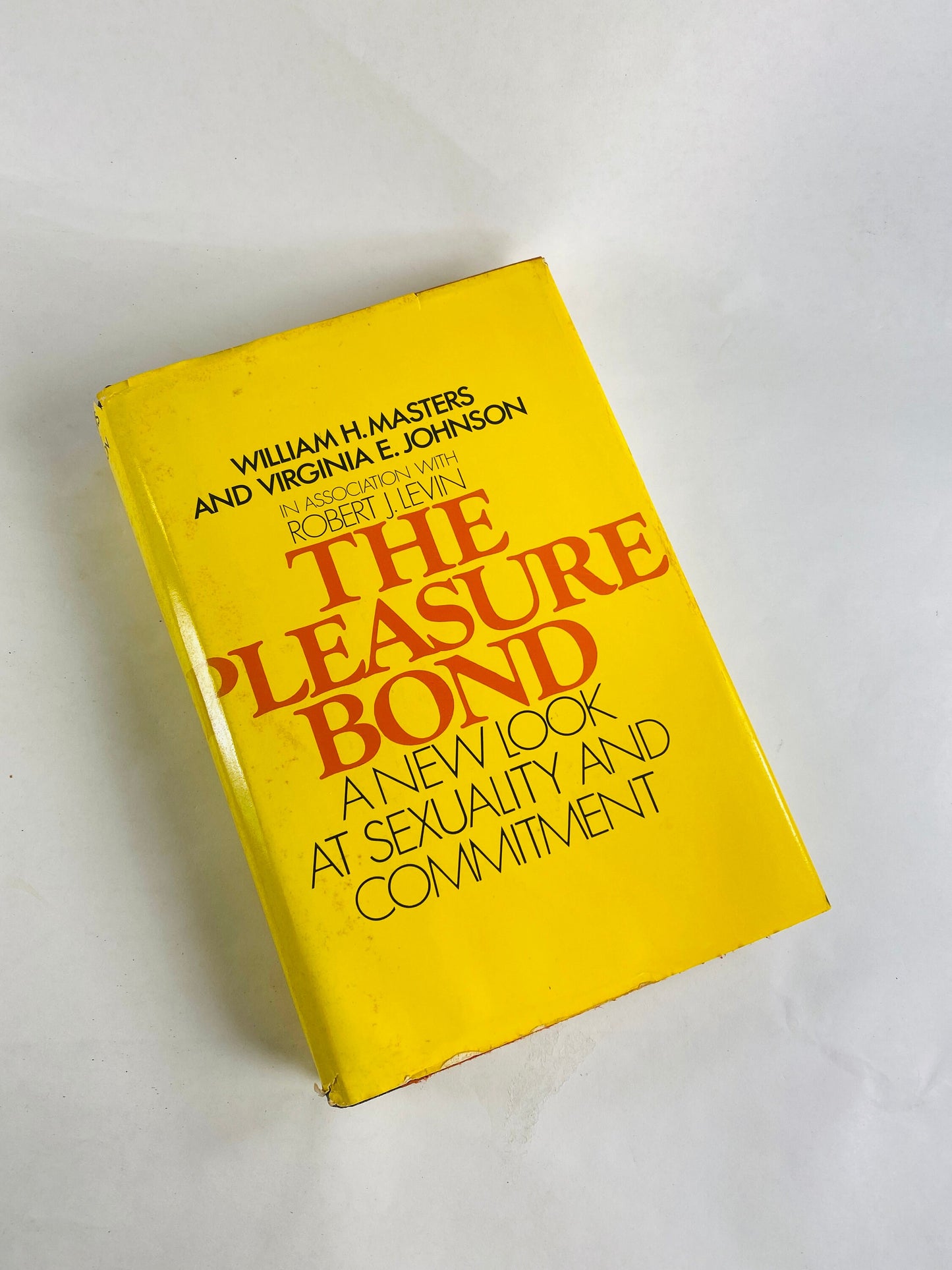 Vintage psychology book about sexuality The Pleasure Bond by Masters & Johnson circa 1974 gift yellow decor