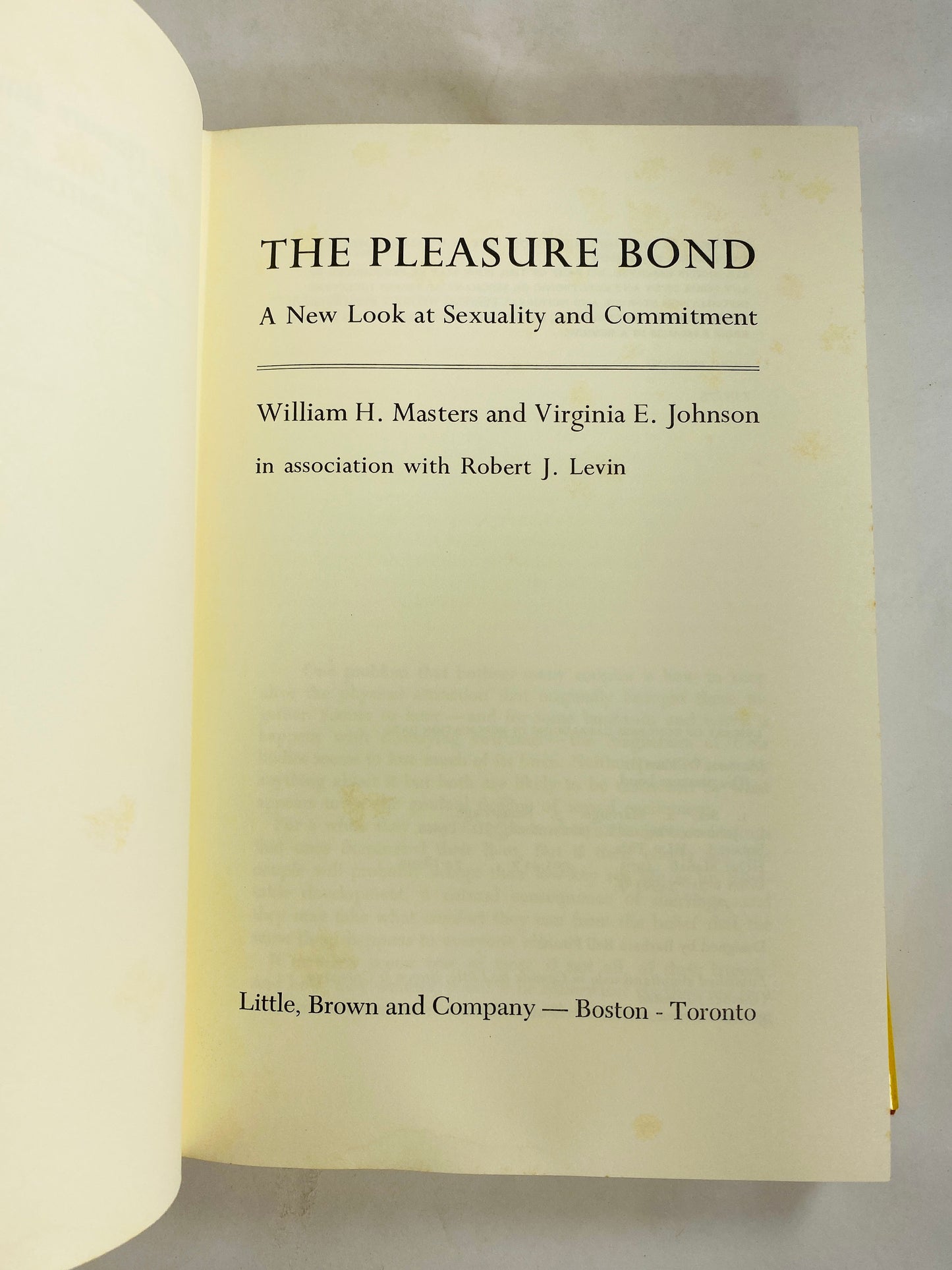 Vintage psychology book about sexuality The Pleasure Bond by Masters & Johnson circa 1974 gift yellow decor