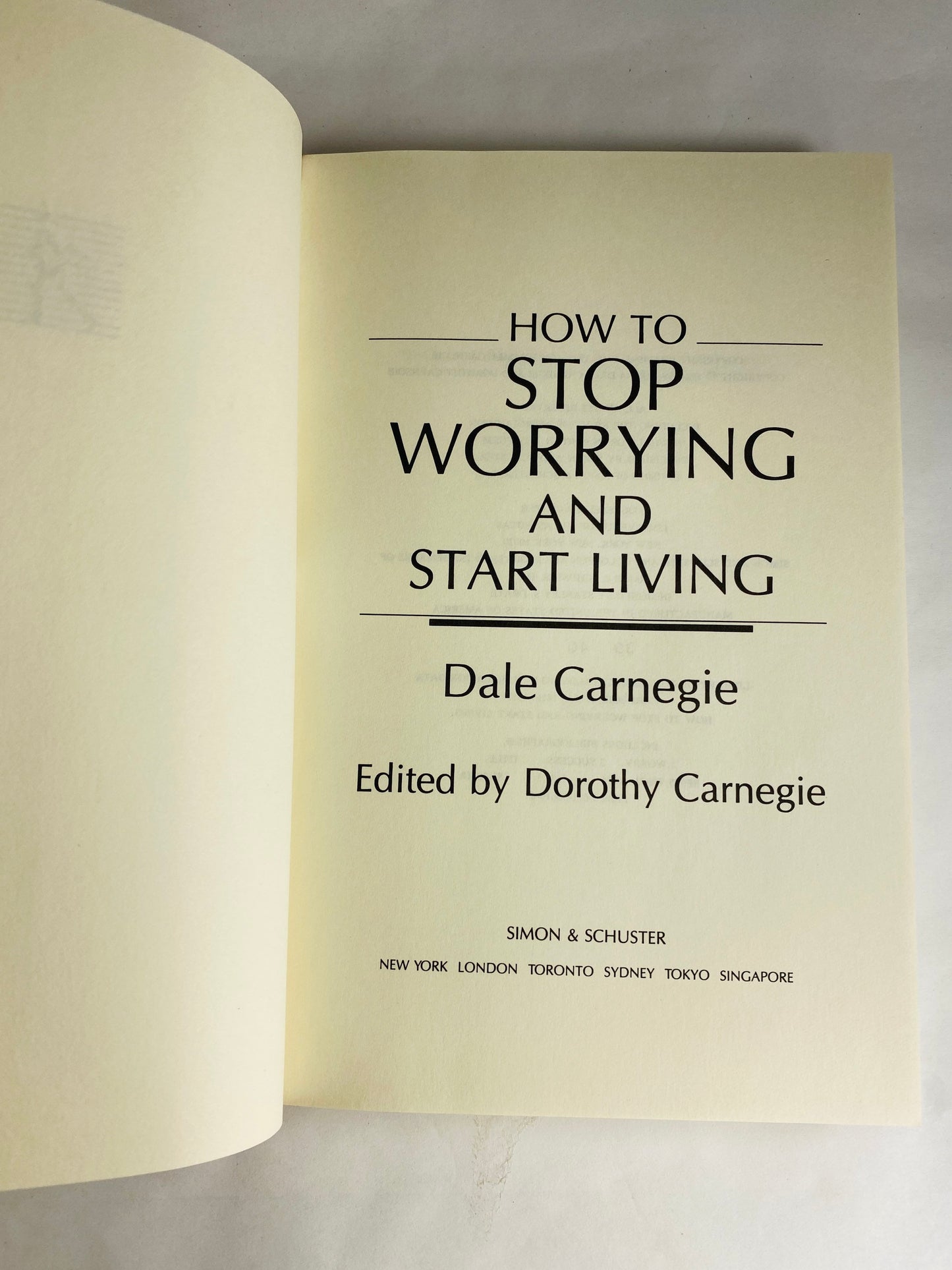 Dale Carnegie How to Stop Worrying and Start Living vintage book circa 1983 Self-Help Mindfulness self care