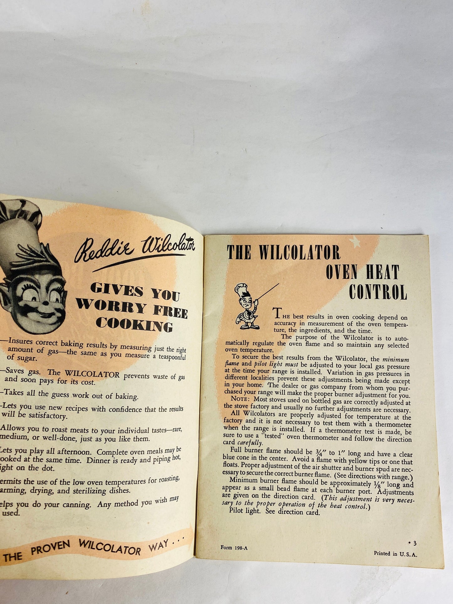 1950 Wilcolator Vintage cookbook & oven guide book Paperback manual stove oven retro kitchen