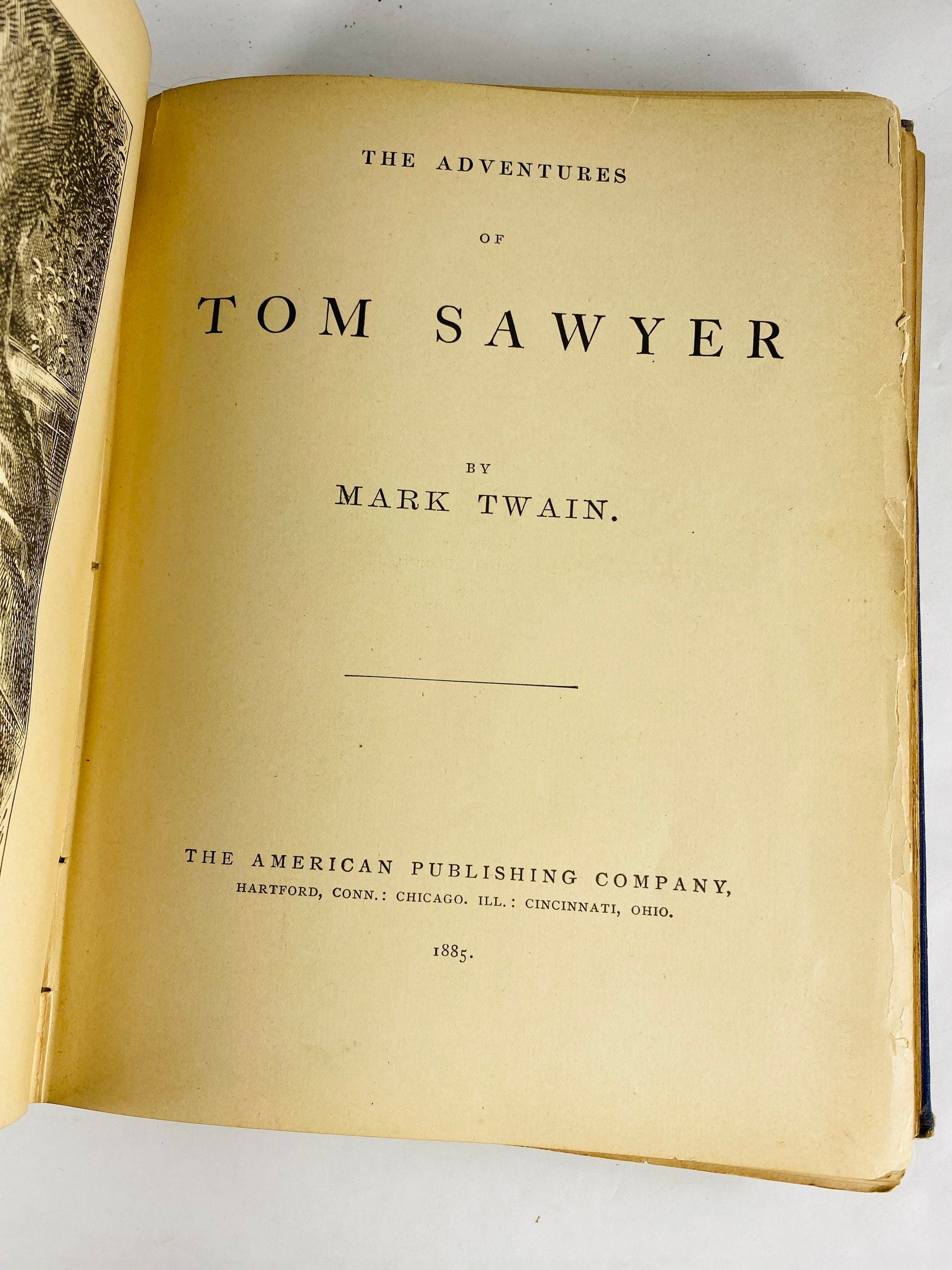 SECOND PRINTING The Adventures of Tom Sawyer circa 1885 by Mark Twain, Samuel Clemens. Vintage book collector gift. Printed on wove paper.