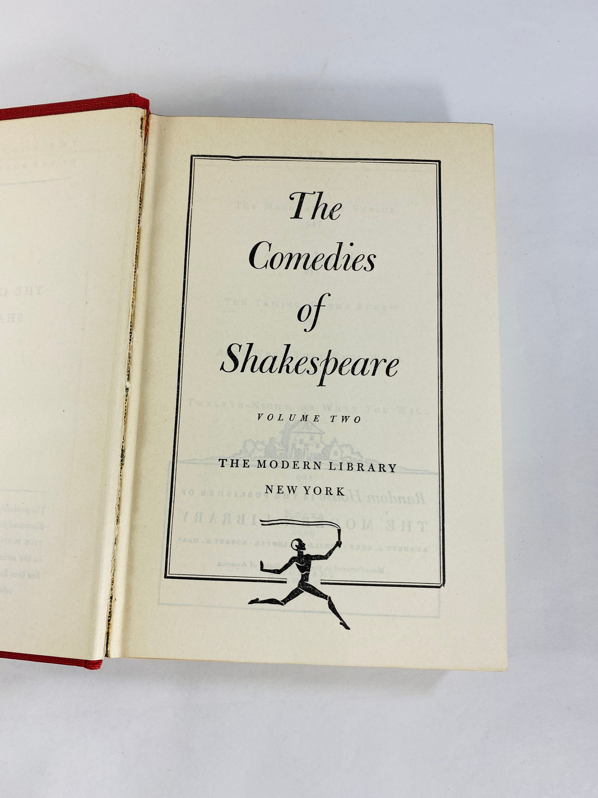 1952 Shakespeare Comedies Vintage Modern Library book with dust jacket Taming of the Shrew, Merry Wives of Windsor, Much Ado About Nothing