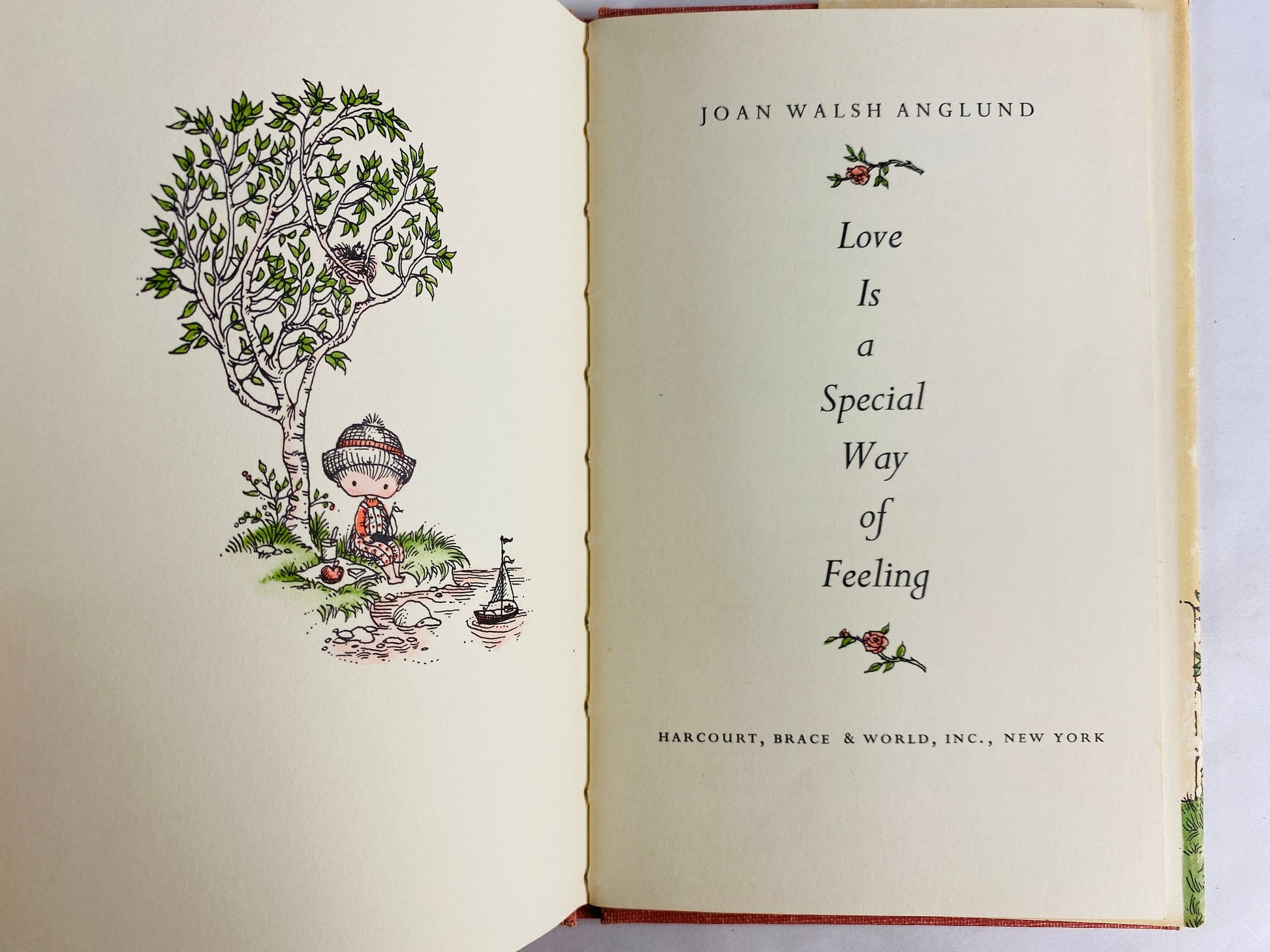 Love is a Special Way of Feeling vintage book Joan Walsh Anglund circa 1960 Sweet pink miniature small book Chanukah gift stocking stuffer