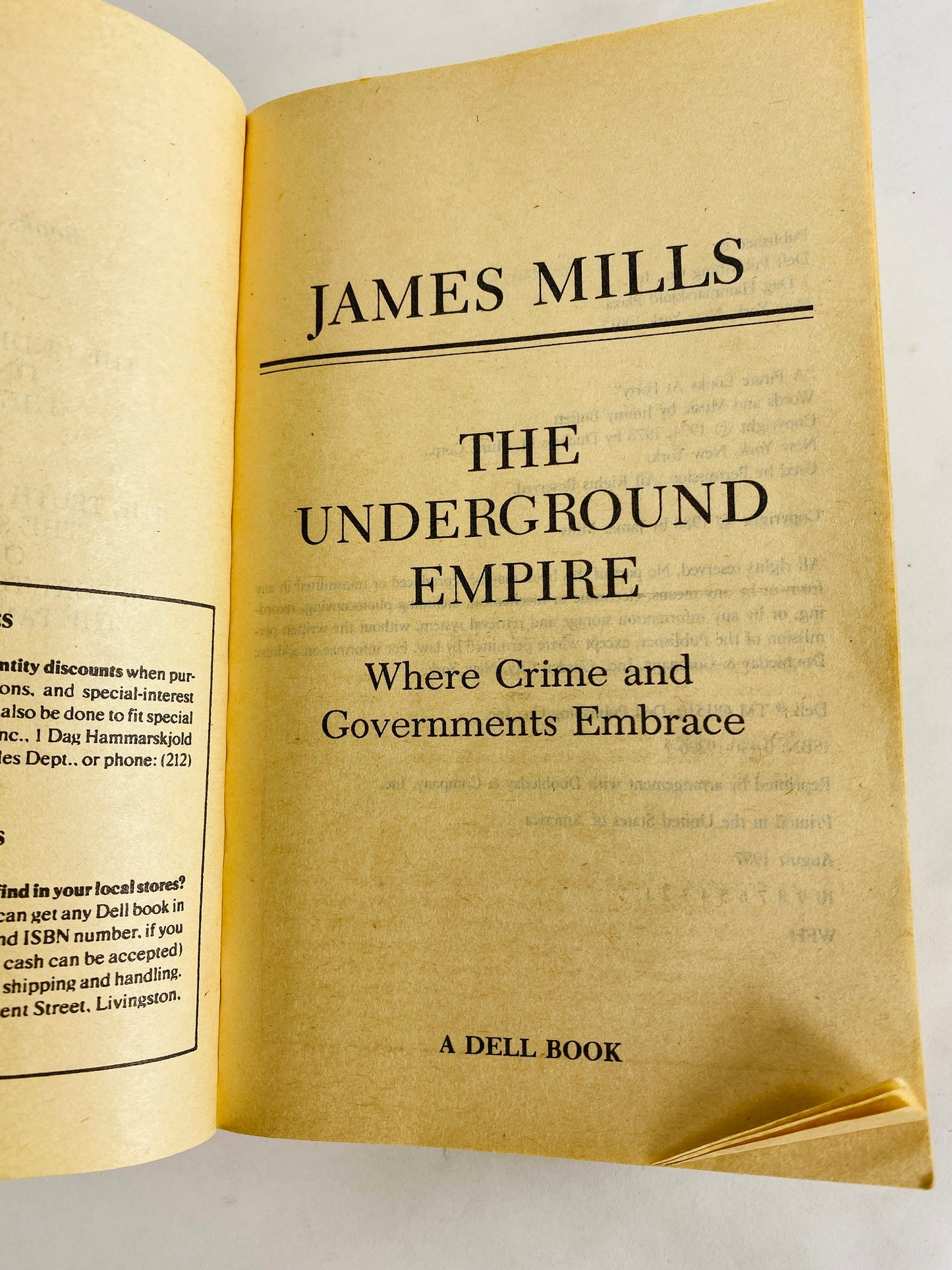 Underground Empire by James Mills vintage drug smuggling paperback book circa 1987 about International drug dealers and arms smugglers