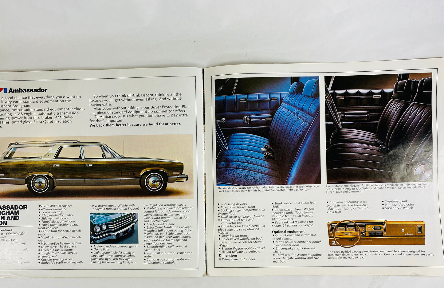 1974 AMC Dealer Showroom Sales Brochure Booklet. Vintage car advertising collectible. Original Catalog Matador Hornet