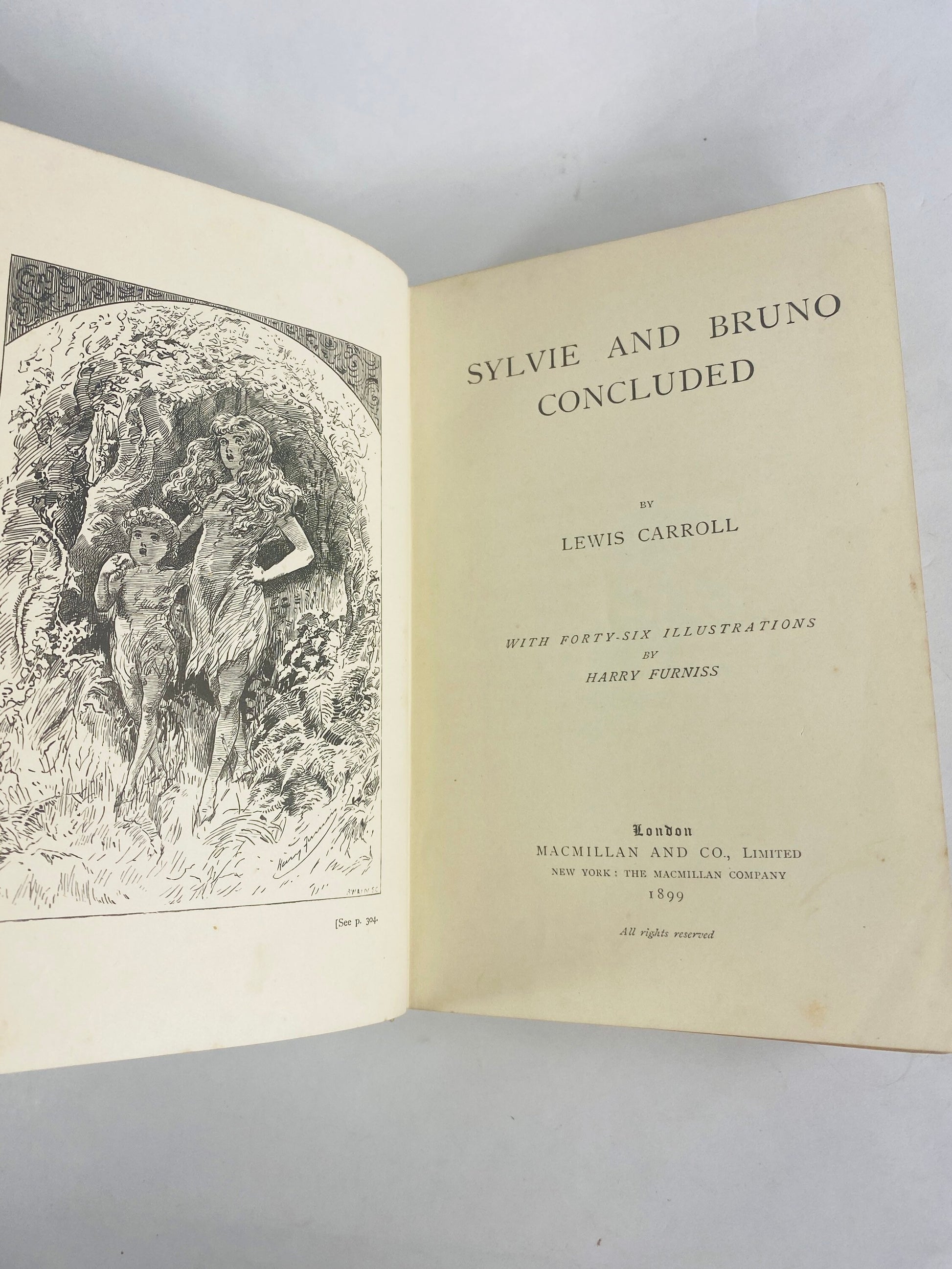 1899 Absurdism clashing with magic in Sylvie & Bruno Concluded by Lewis Carroll author of Alice’s Adventures in Wonderland Antique book