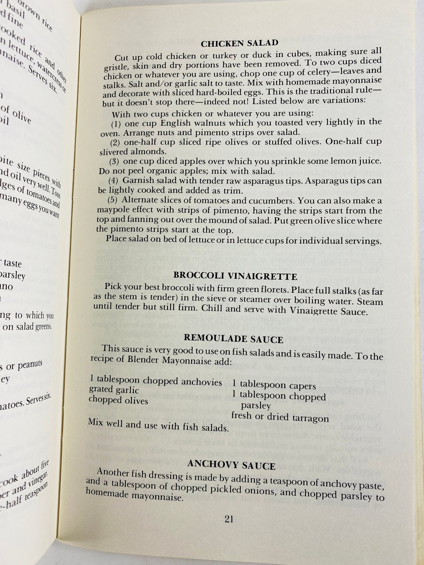 Prevention's Better Living Cookbook recipe booklet Emma Bailey circa 1979 Eggs, salads, remoulade vinaigrette basked mushrooms