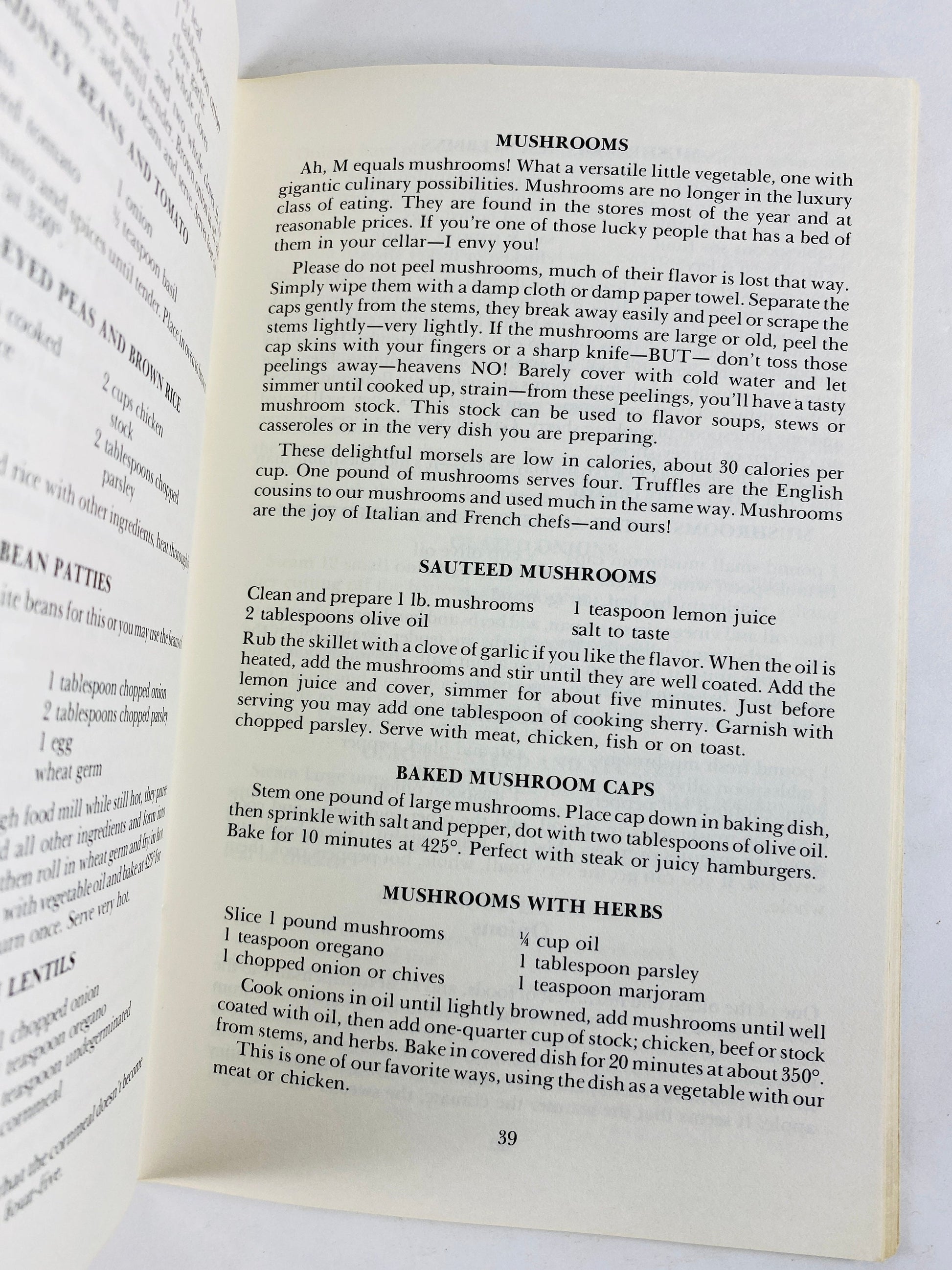 Prevention's Better Living Cookbook recipe booklet Emma Bailey circa 1979 Eggs, salads, remoulade vinaigrette basked mushrooms