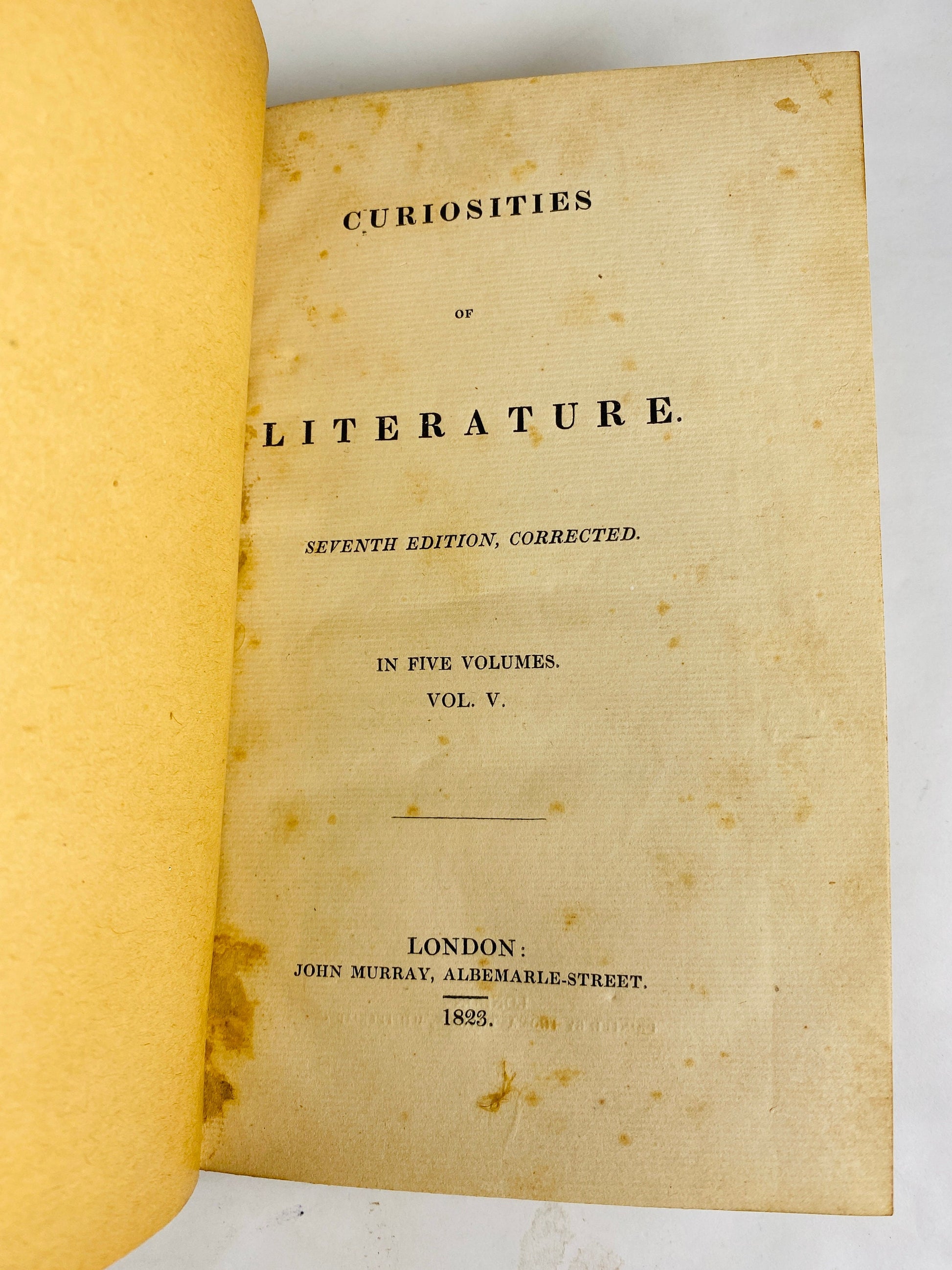 1823 Curiosities of Literature by Isaac Disraeli GORGEOUS brown full leather binding antique London book set vintage home decor