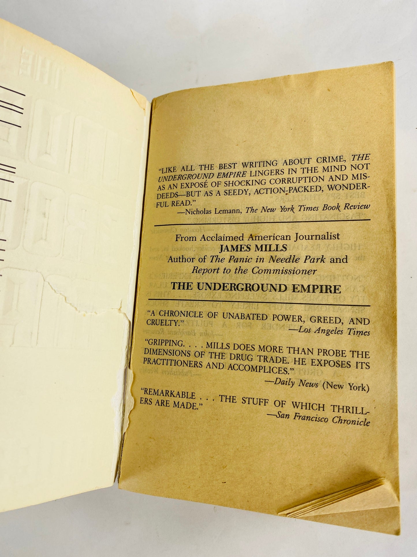 Underground Empire by James Mills vintage drug smuggling paperback book circa 1987 about International drug dealers and arms smugglers