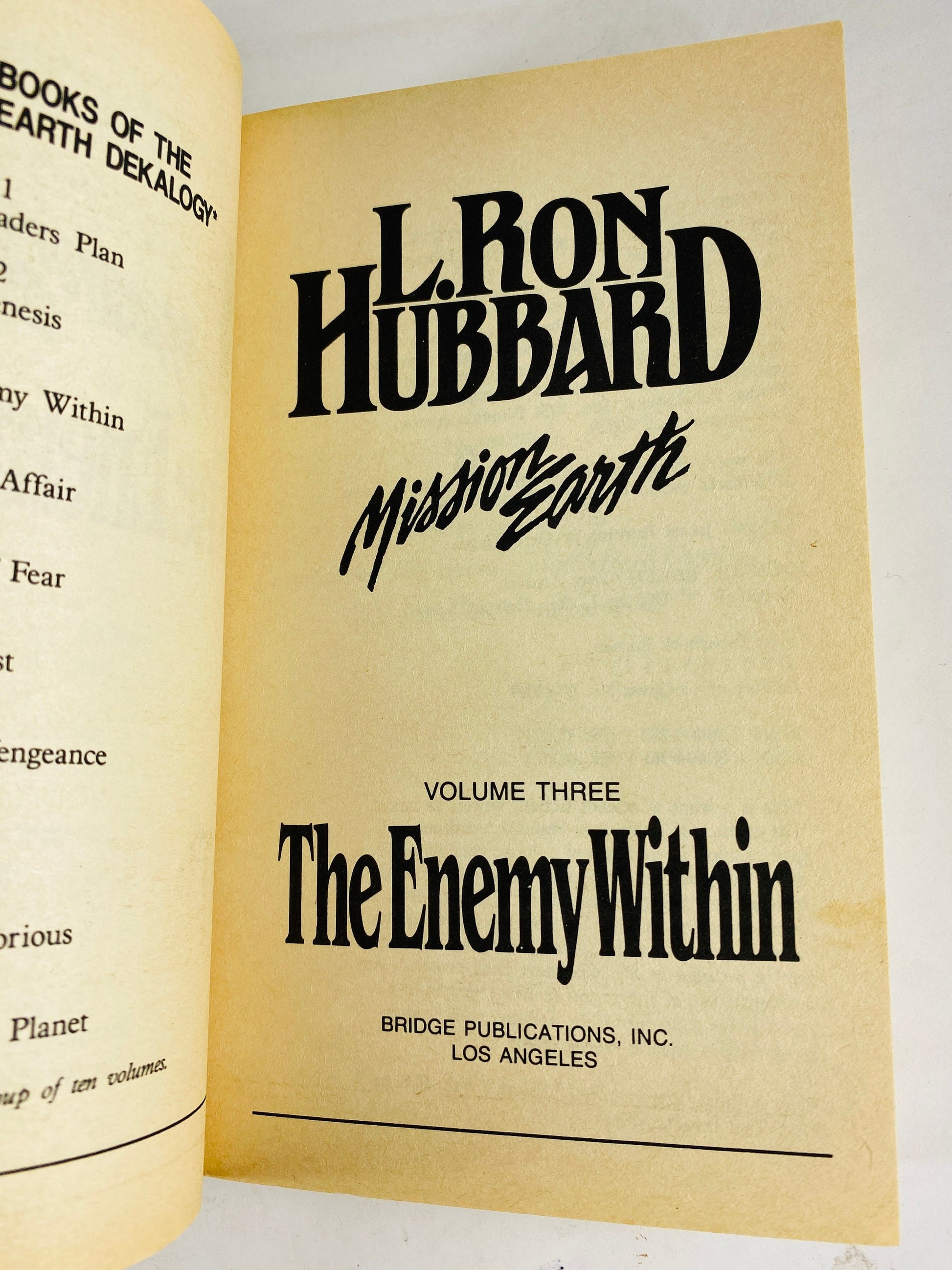 1986 Mission Earth L Ron Hubbard Enemy Within Doomed Planet Villainy Victorious FIRST Printing vintage paperback book lot