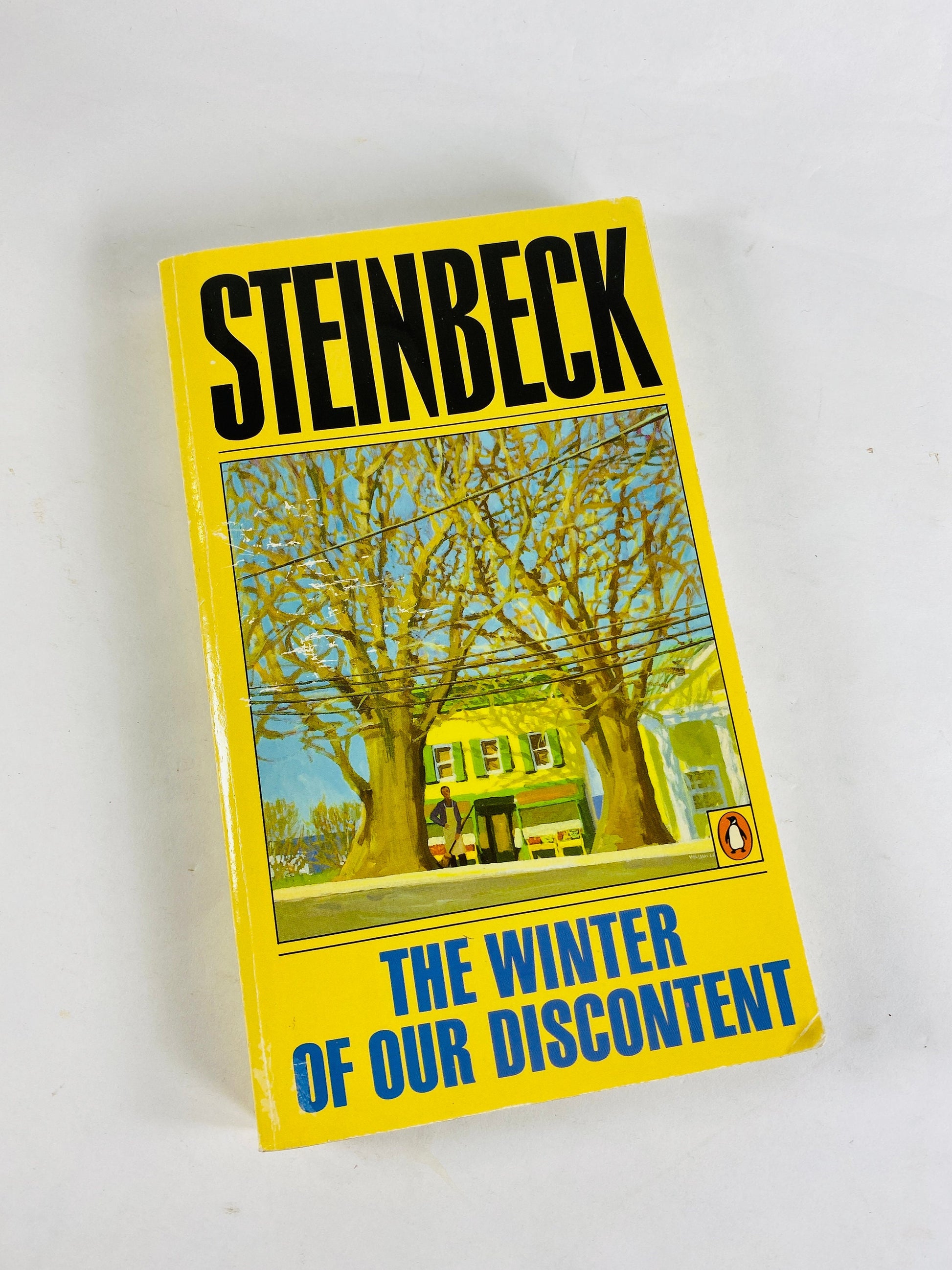 1986 John Steinbeck Vintage paperback book Cannery Row, To a God Unknown, Winter of our Discontent Pulitzer Prize Stocking stuffer Penguin