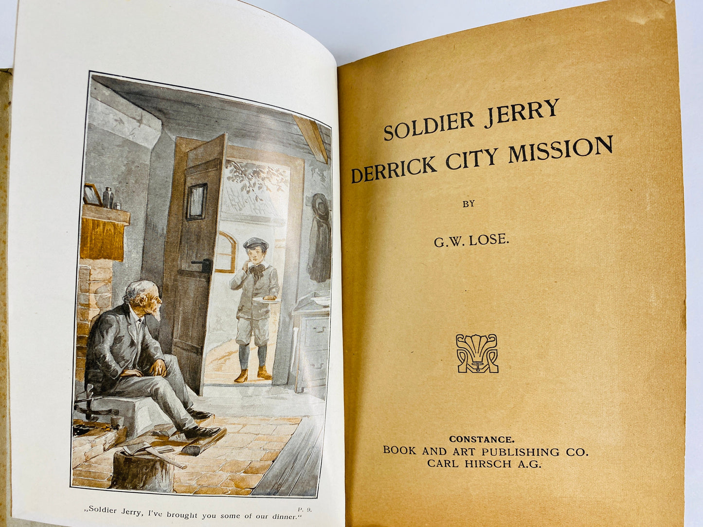 1922 Antique Sunday School book Soldier Jerry by GW Lose Vintage book published in Germany Christian