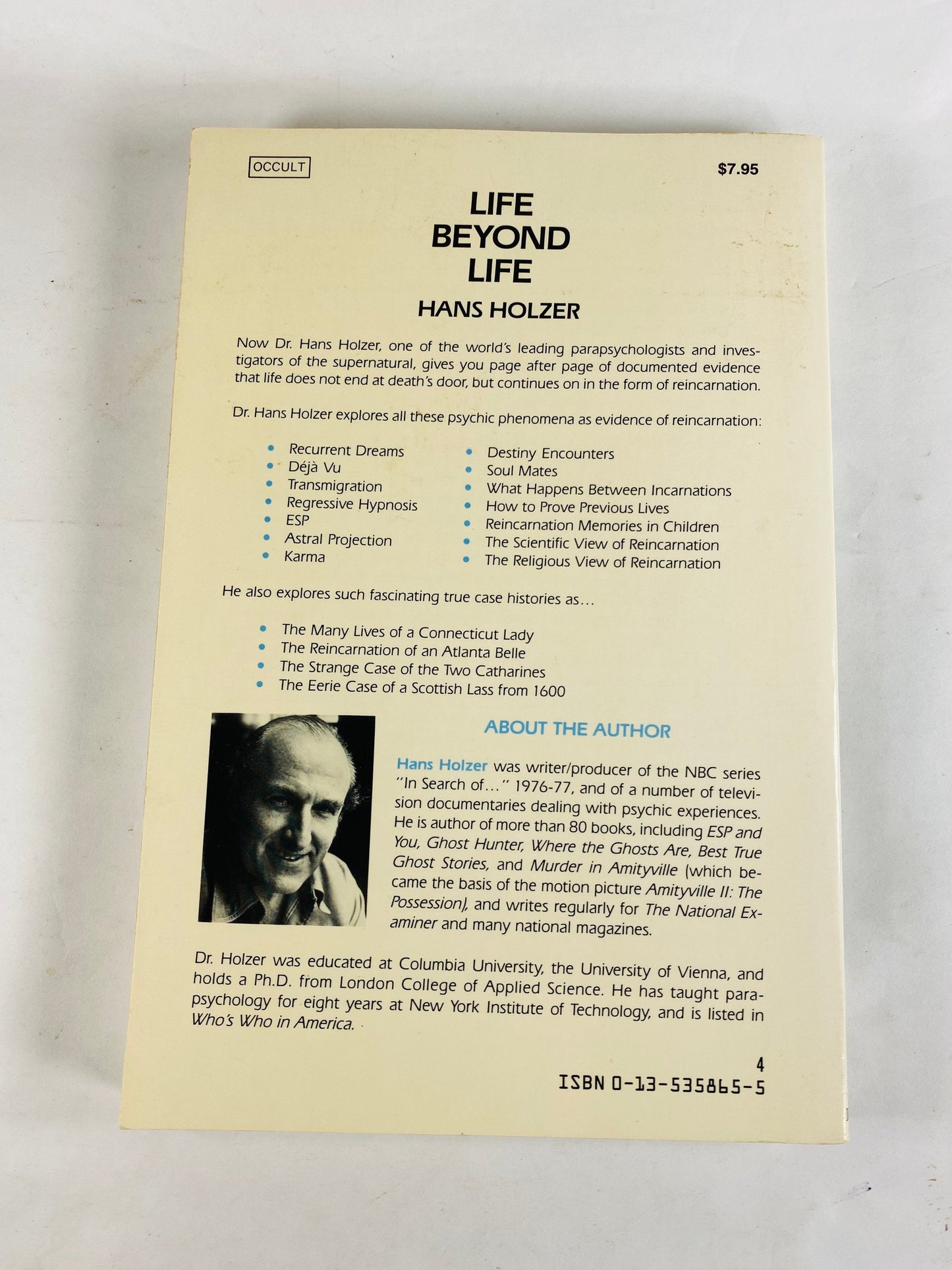 Life Beyond Life vintage paperback book by Hans Holzer circa 1986 witches destiny Occult speak communication with deceased spiritual