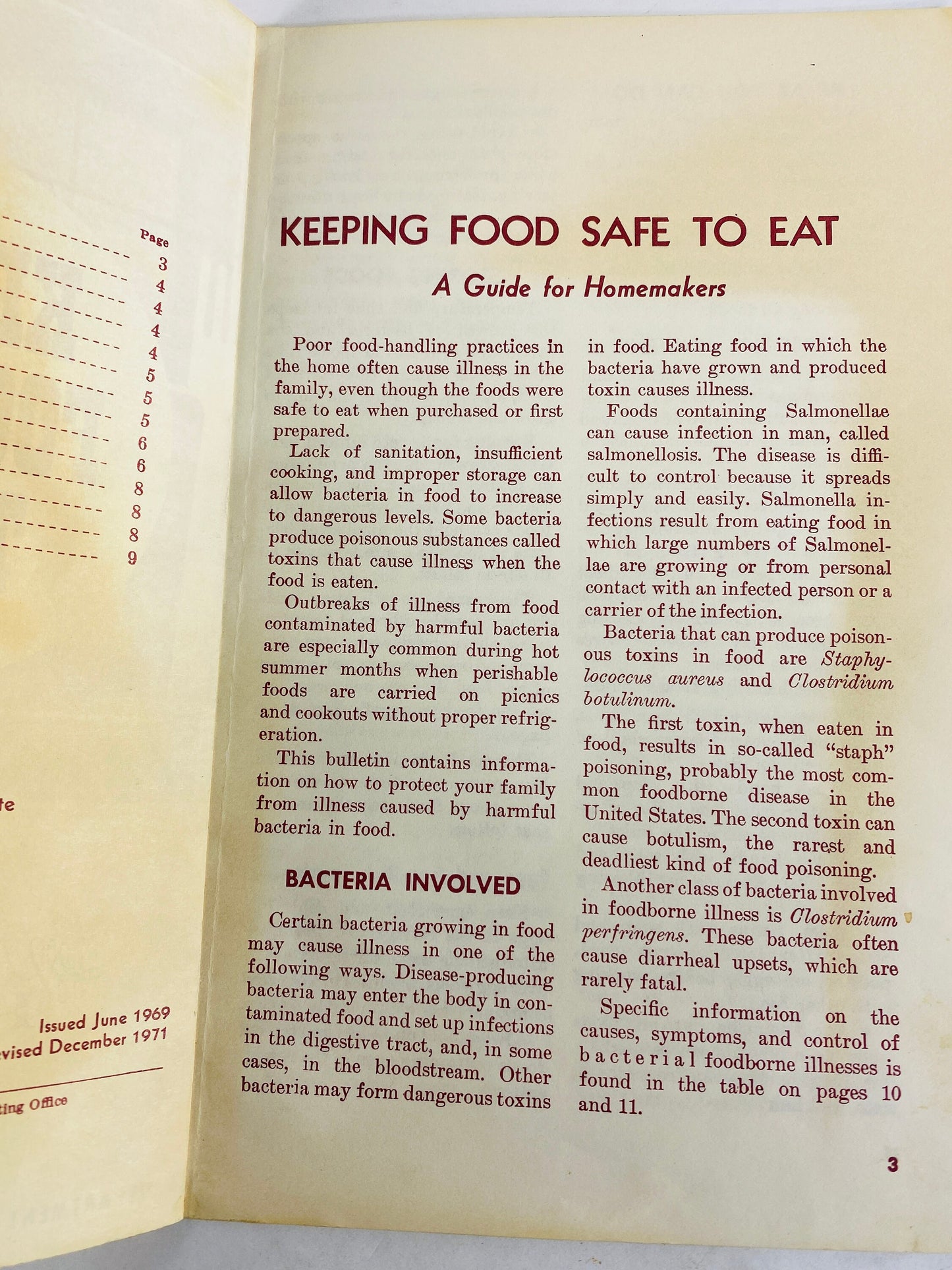 1971 Department of Agriculture Homemakers Vintage booklet guide Keeping Food Safe to Eat USDA saftey collectible