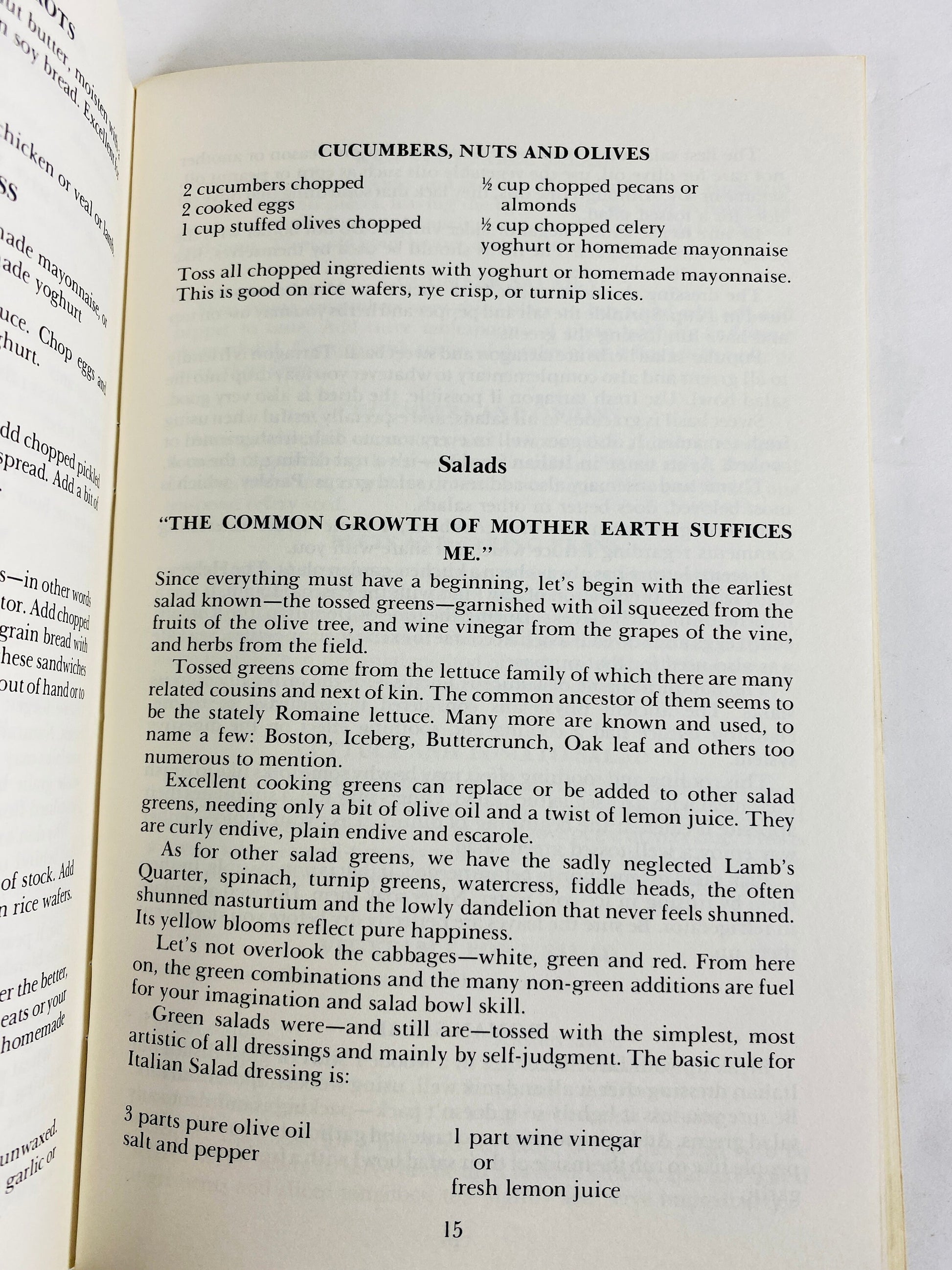 Prevention's Better Living Cookbook recipe booklet Emma Bailey circa 1979 Eggs, salads, remoulade vinaigrette basked mushrooms