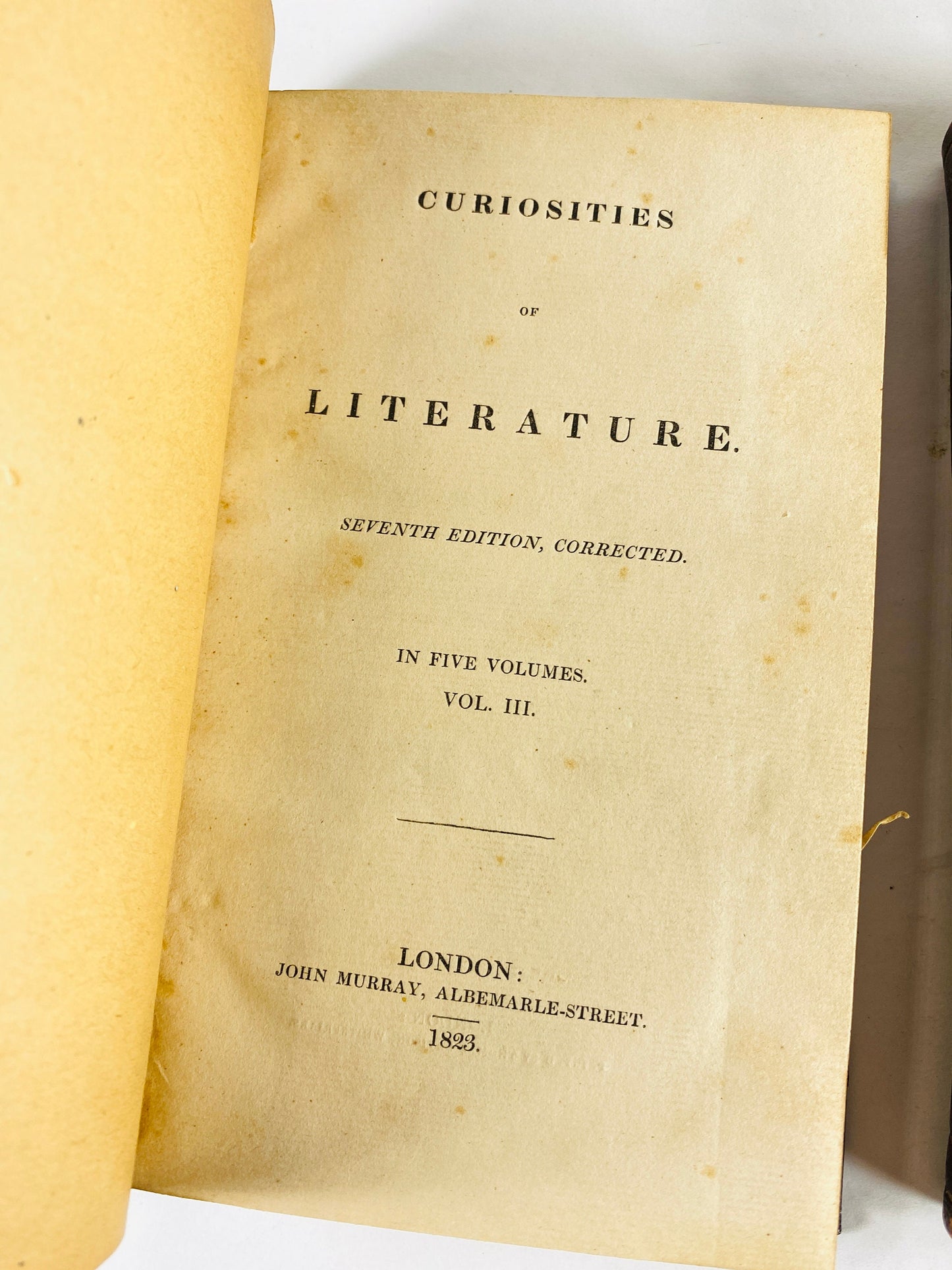 1823 Curiosities of Literature by Isaac Disraeli GORGEOUS brown full leather binding antique London book set vintage home decor