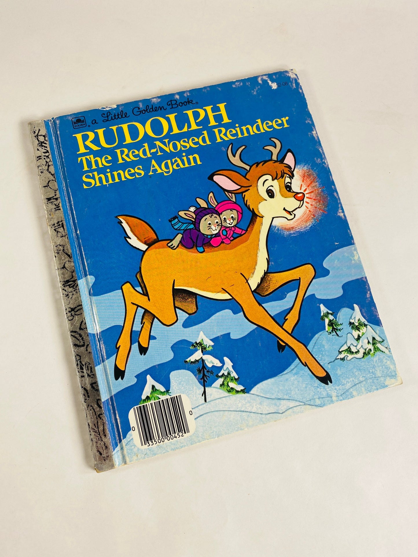 Rudolph the Red-Nosed Reindeer Shines Again vintage Little Golden Book circa 1982. Children's stocking stuffer Santa Frosty. Darrell Baker