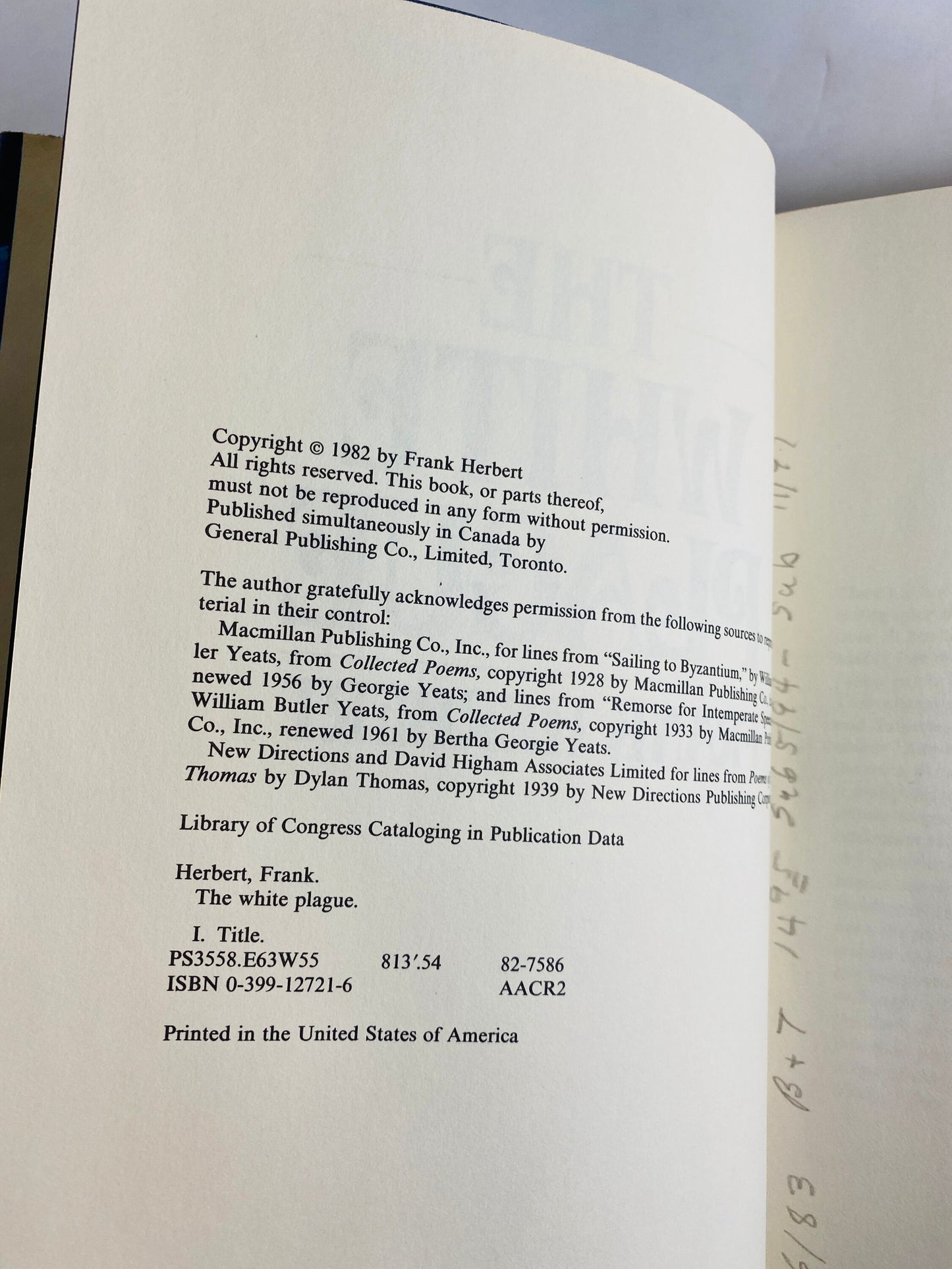 White Plague Vintage book by Frank Herbert author of Dune circa 1982. Madman unleashes a terrible plague upon the human race.