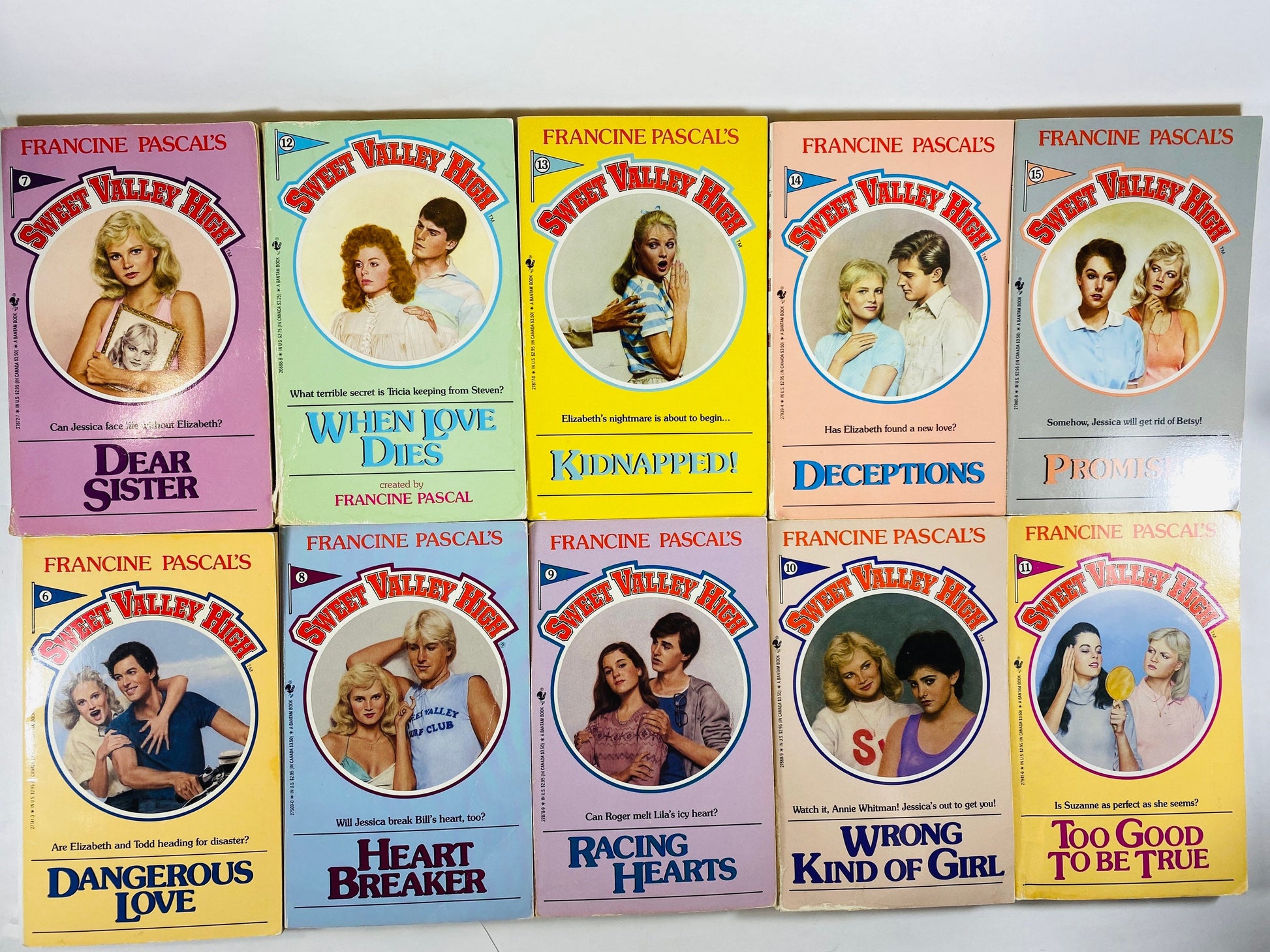 Sweet Valley High vintage paperback books circa 1988 by Francine Pascal Twins Elizabeth Jessica Wakefield vol 1-15