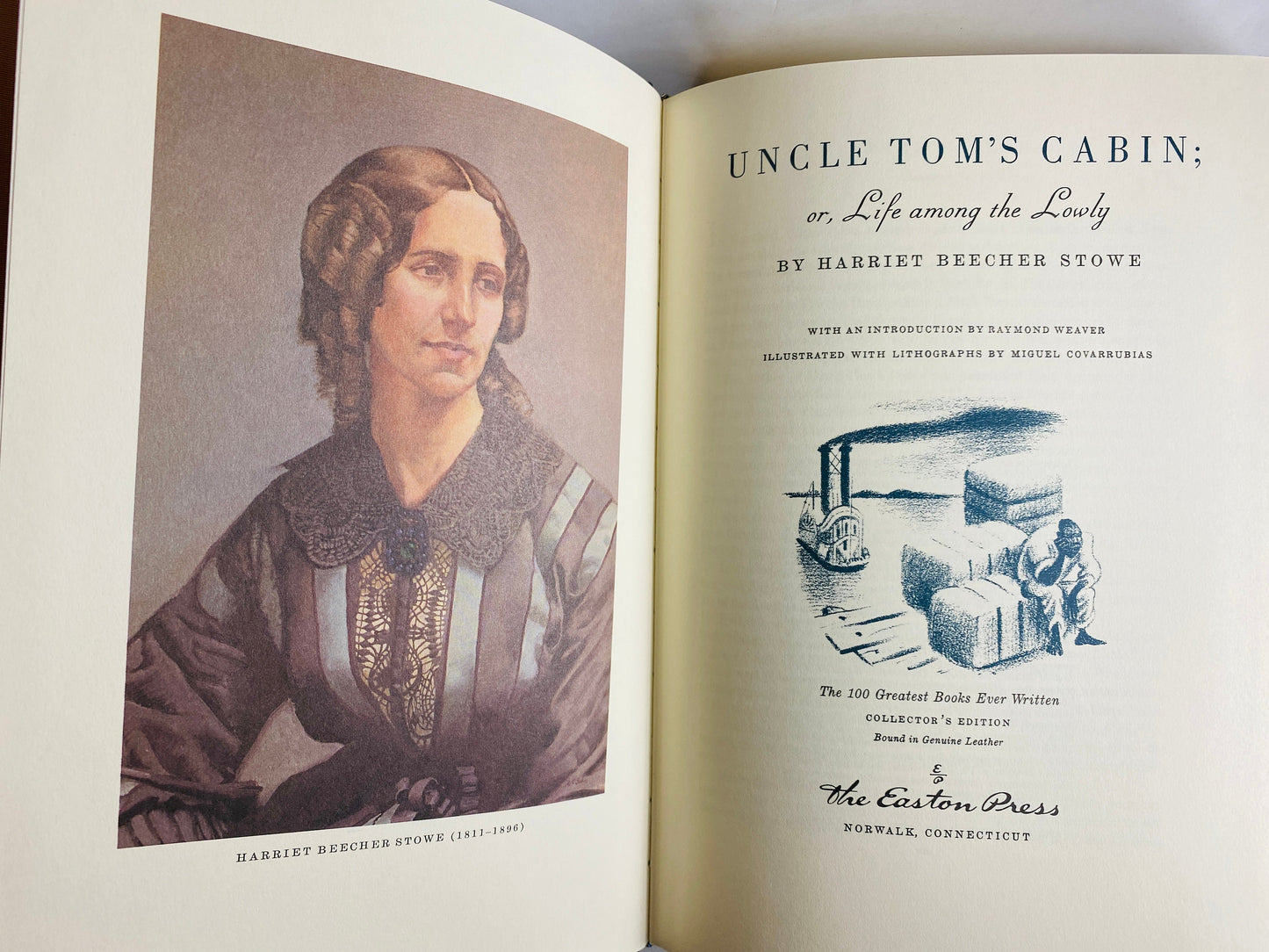 Uncle Tom's Cabin by Harriet Beecher Stowe Life Among the Lowly vintage leather Easton Press Anti-slavery book circa 1979 Civil War