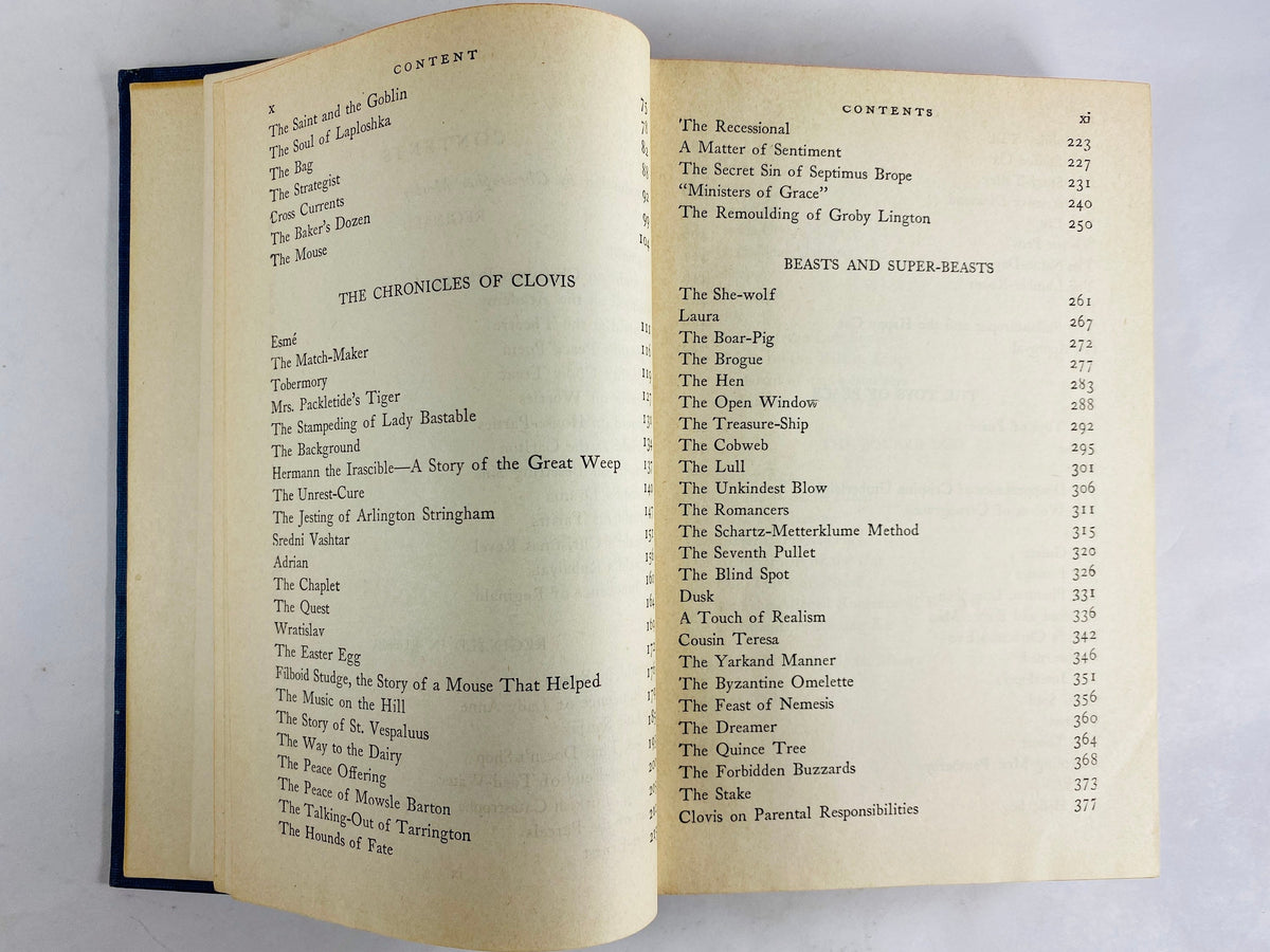 Short Stories of Saki Modern Library book circa 1930 HM Munro Master of the short story. Parody. Indigo Blue bookshelf decor