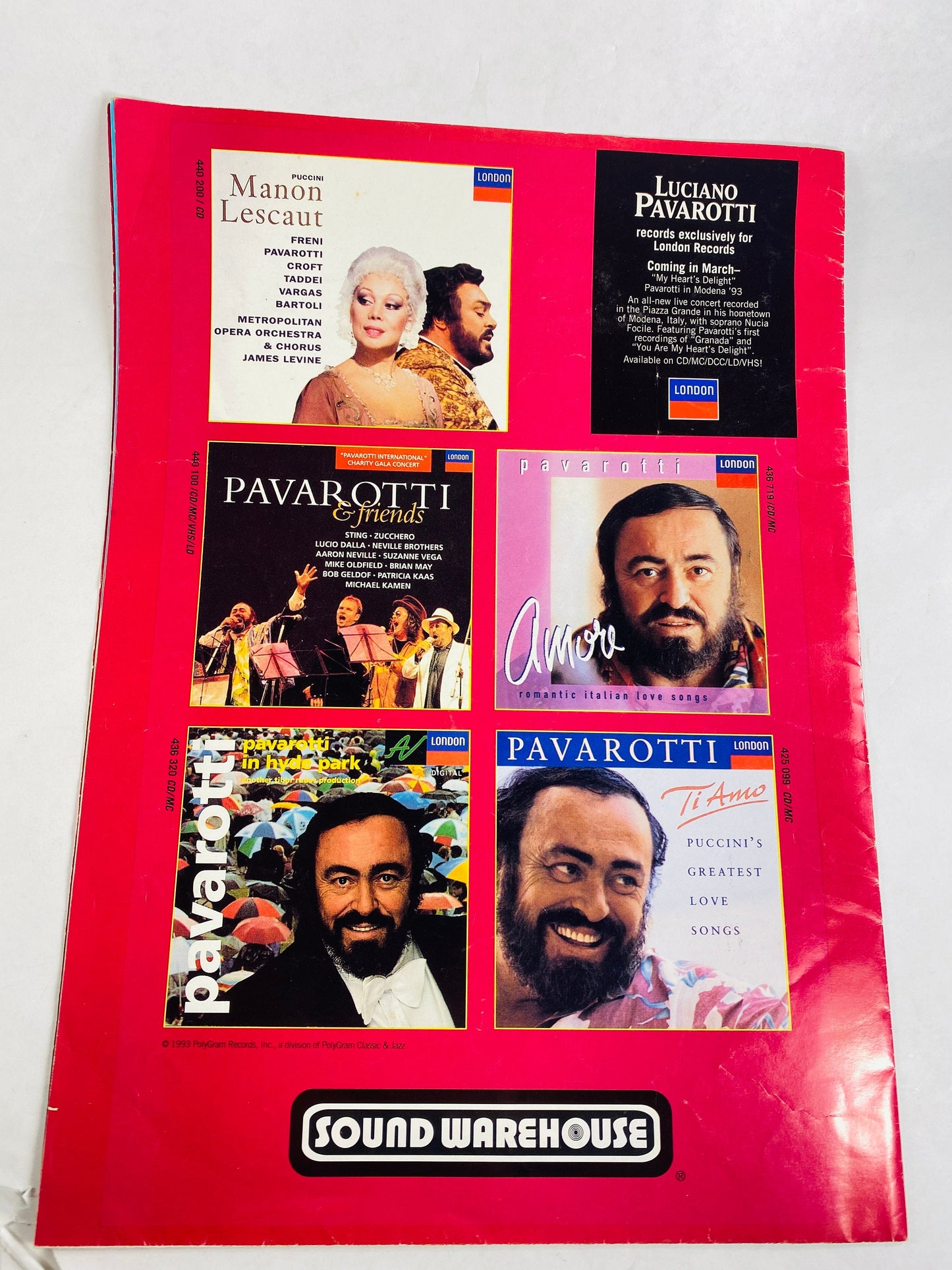 Luciano Pavarotti vintage program booklet Houston Texas circa 1994 Tibor Rudas. Collectible opera singer memorabilia Mother's Day gift