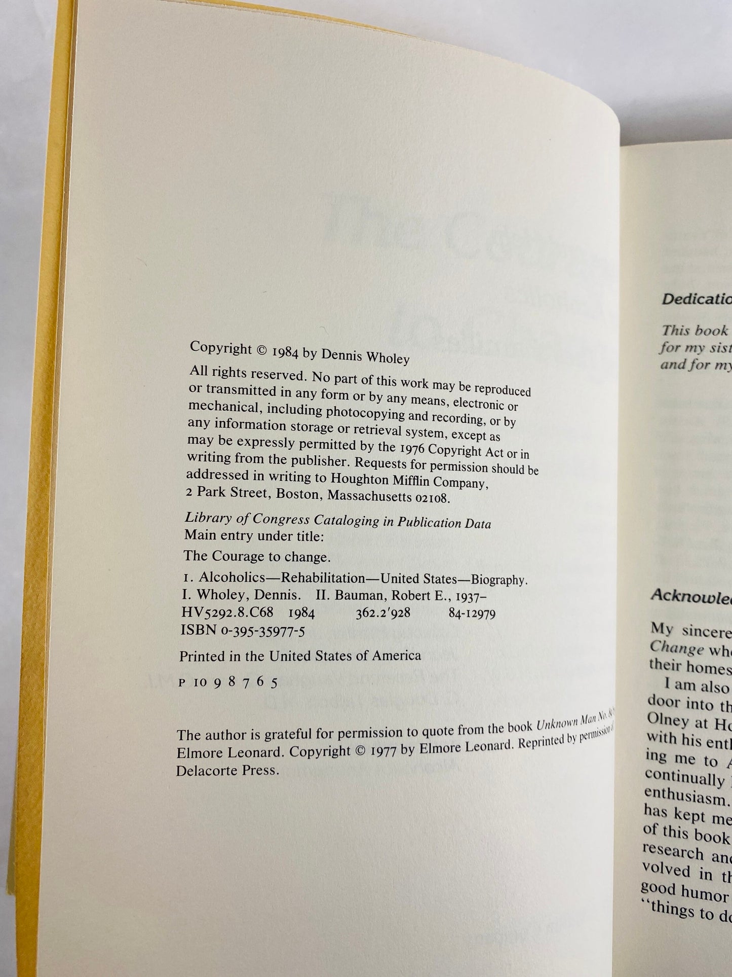 AUTOGRAPHED Courage to Change Alcoholics Anonymous vintage book by Dennis Wholey Recovery, Addiction, AA, Al-Anon, sobriety, signed gift