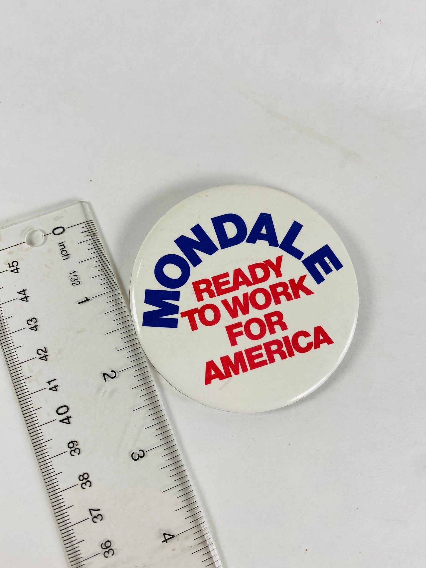 1984 Walter Mondale Ready to Work for America Vote pinback button Election Democrat US President Vintage memorabilia