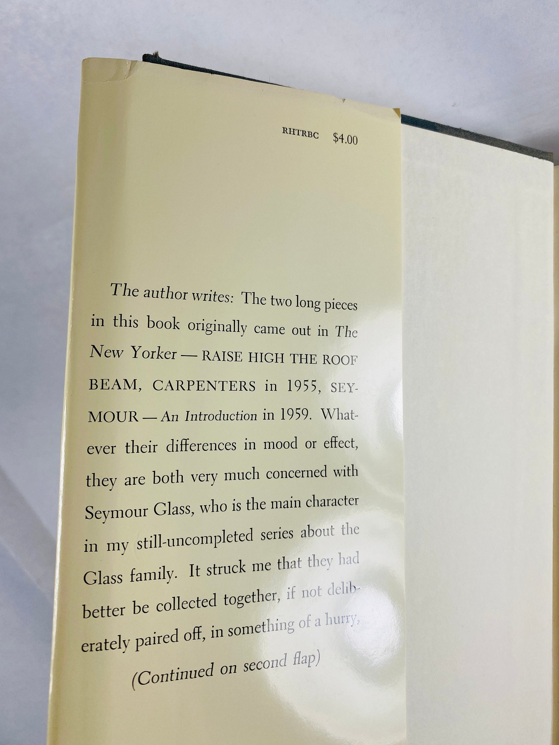 1959 Raise High the Roof Beam, Carpenters and Seymour FIRST EDITION Vintage book by JD Salinger with dust jacket circa 1959.