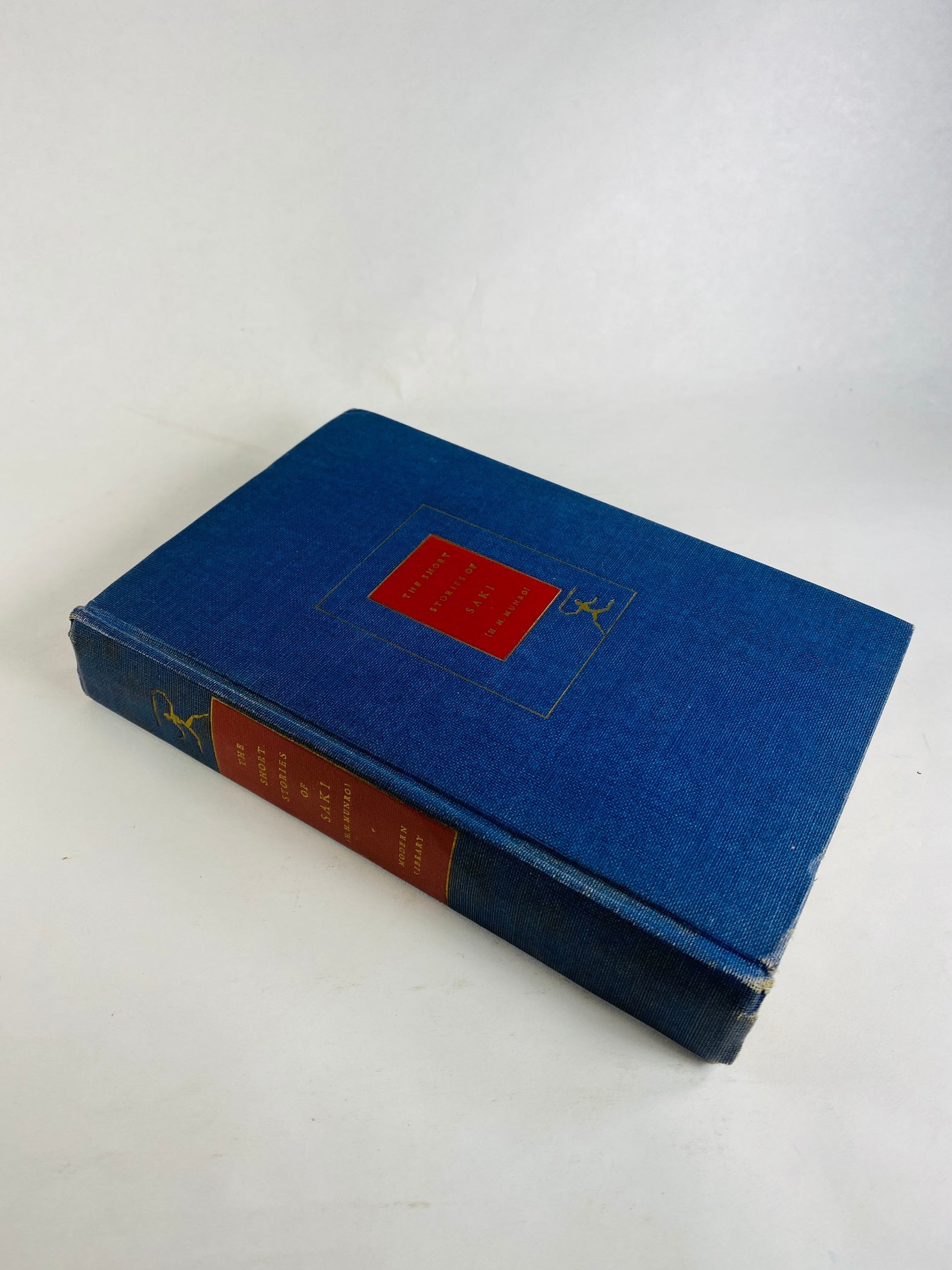 Short Stories of Saki Modern Library book circa 1930 HM Munro Master of the short story. Parody. Indigo Blue bookshelf decor