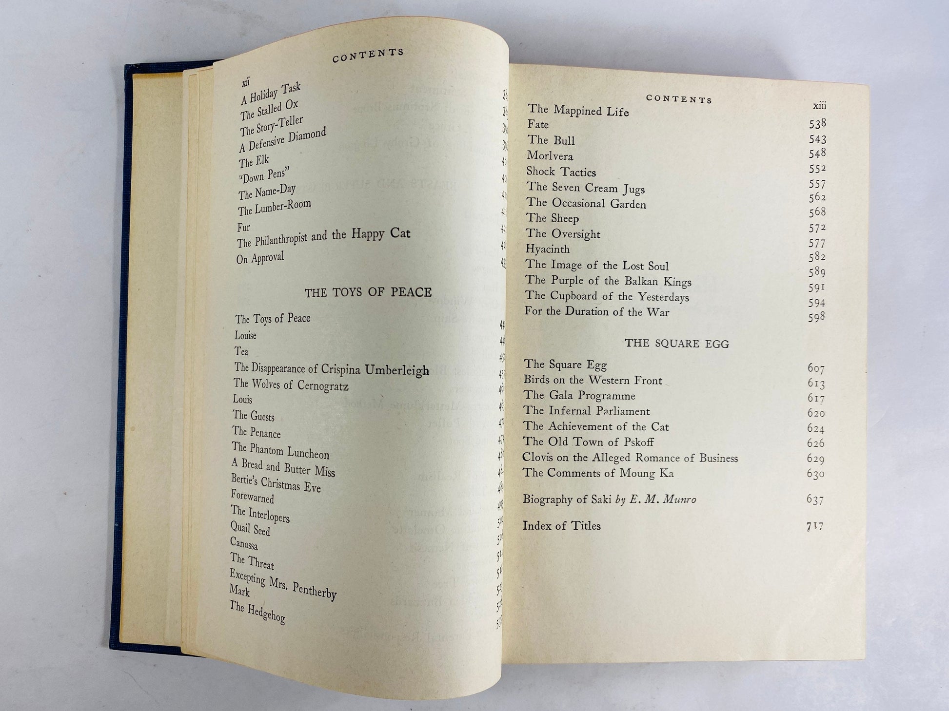 Short Stories of Saki Modern Library book circa 1930 HM Munro Master of the short story. Parody. Indigo Blue bookshelf decor