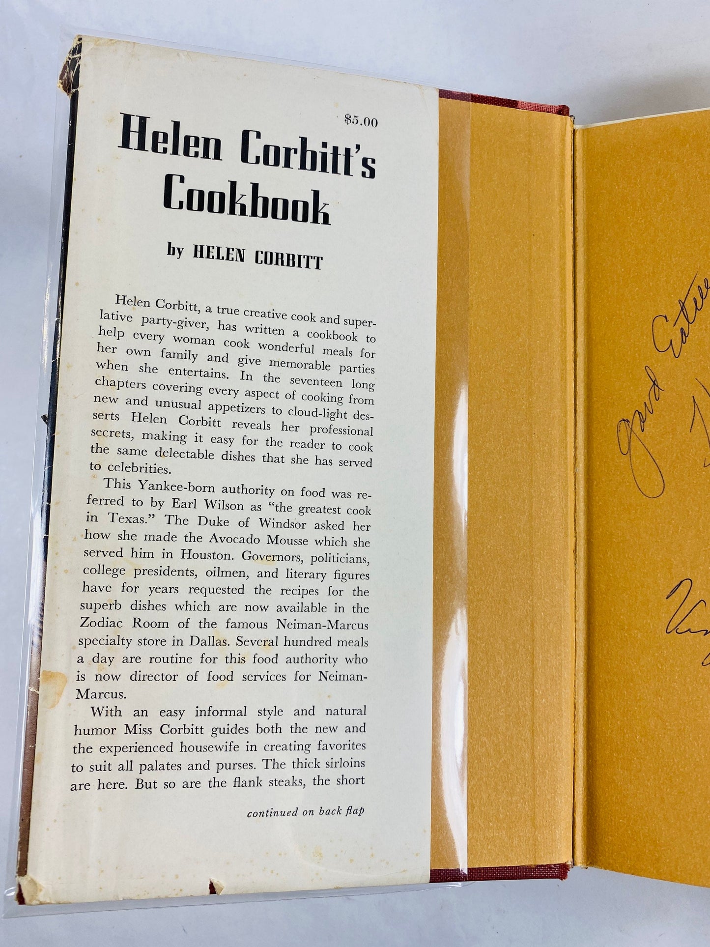 Helen Corbitt's Cookbook SIGNED FIRST Edition Vintage book circa 1957 With dust jacket Mid-century cookbook Iconic Cook Book Neiman-Marcus