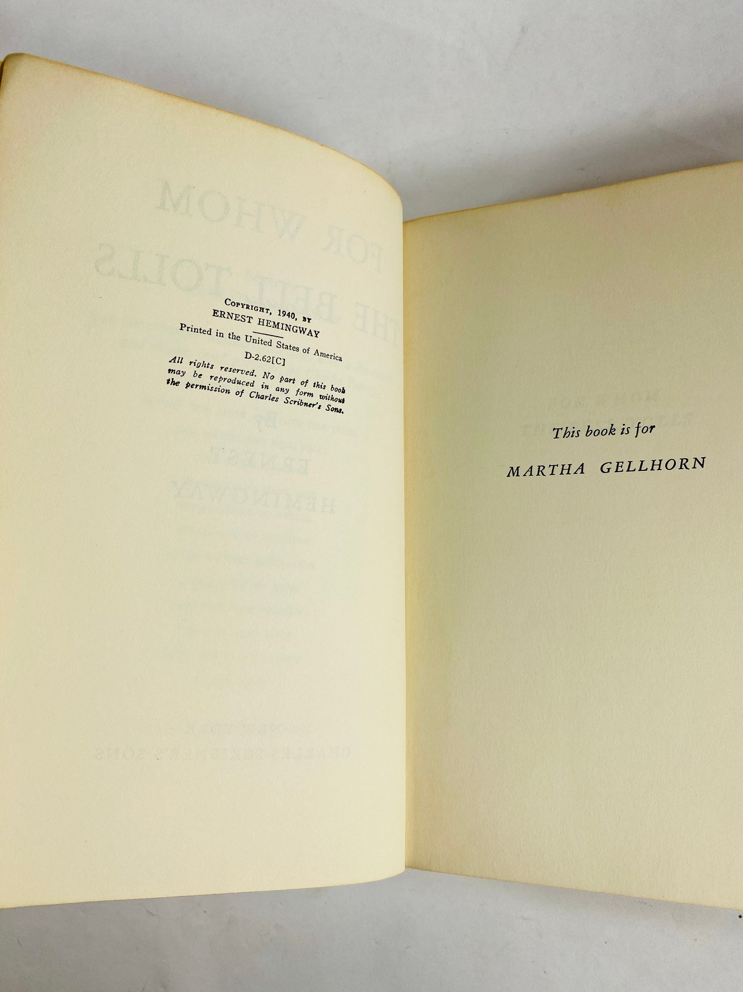For Whom the Bell Tolls by Ernest Hemingway Vintage Scribner's Library paperback book circa 1940 Grey home office decor. Father's Day gift