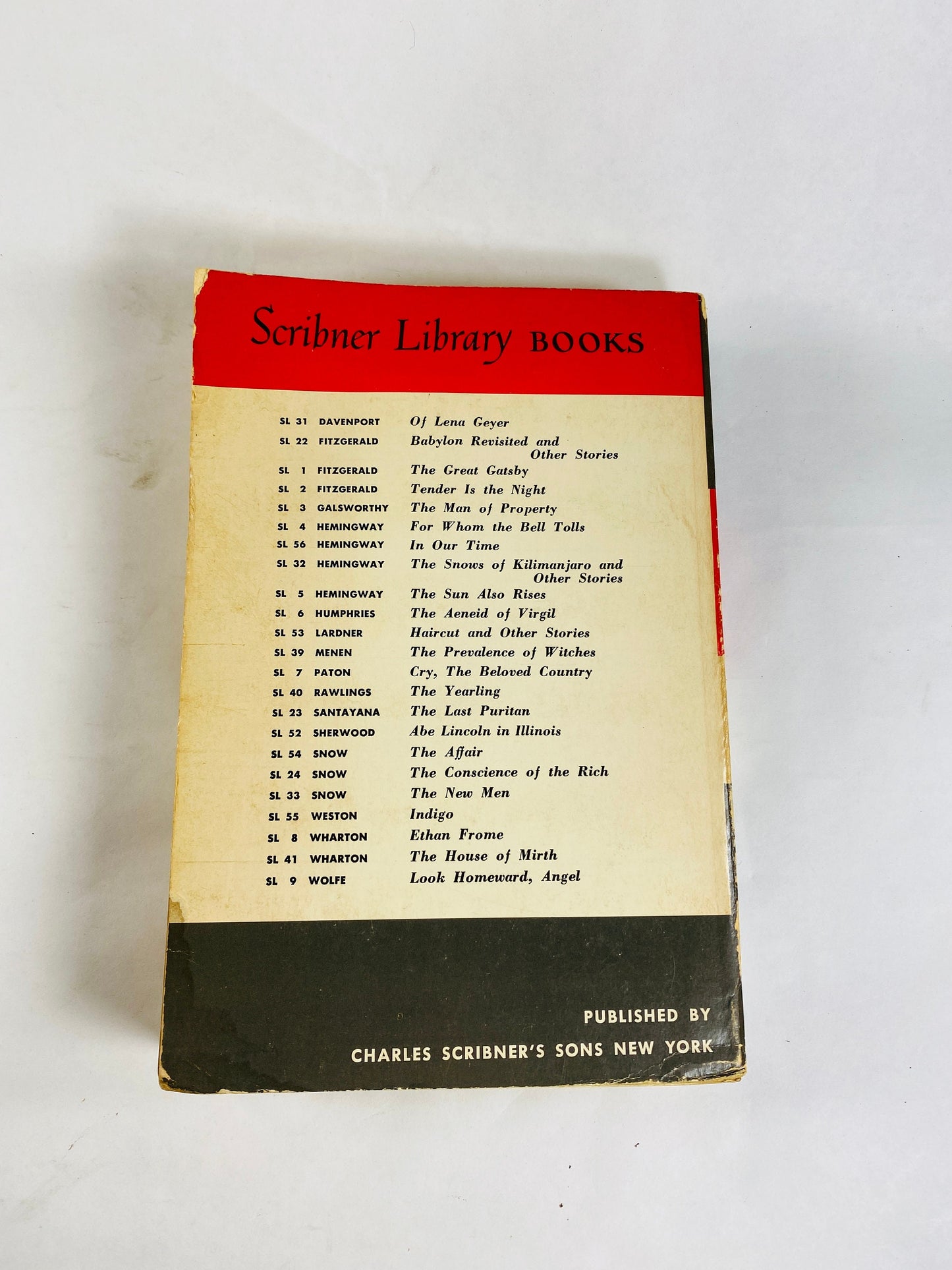 For Whom the Bell Tolls by Ernest Hemingway Vintage Scribner's Library paperback book circa 1940 Grey home office decor. Father's Day gift