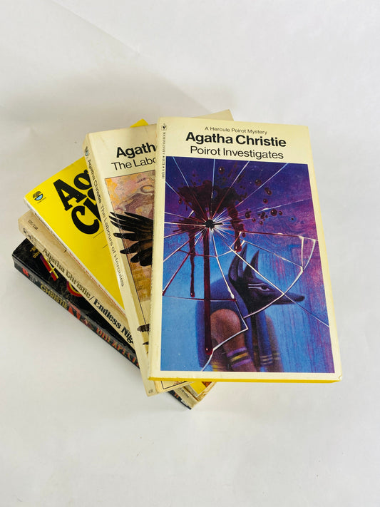 1960s 1970s Agatha Christie vintage EARLY paperback books Poirot Investigates Labours Hercules Parker Pyne Endless Night Unexpected Guest