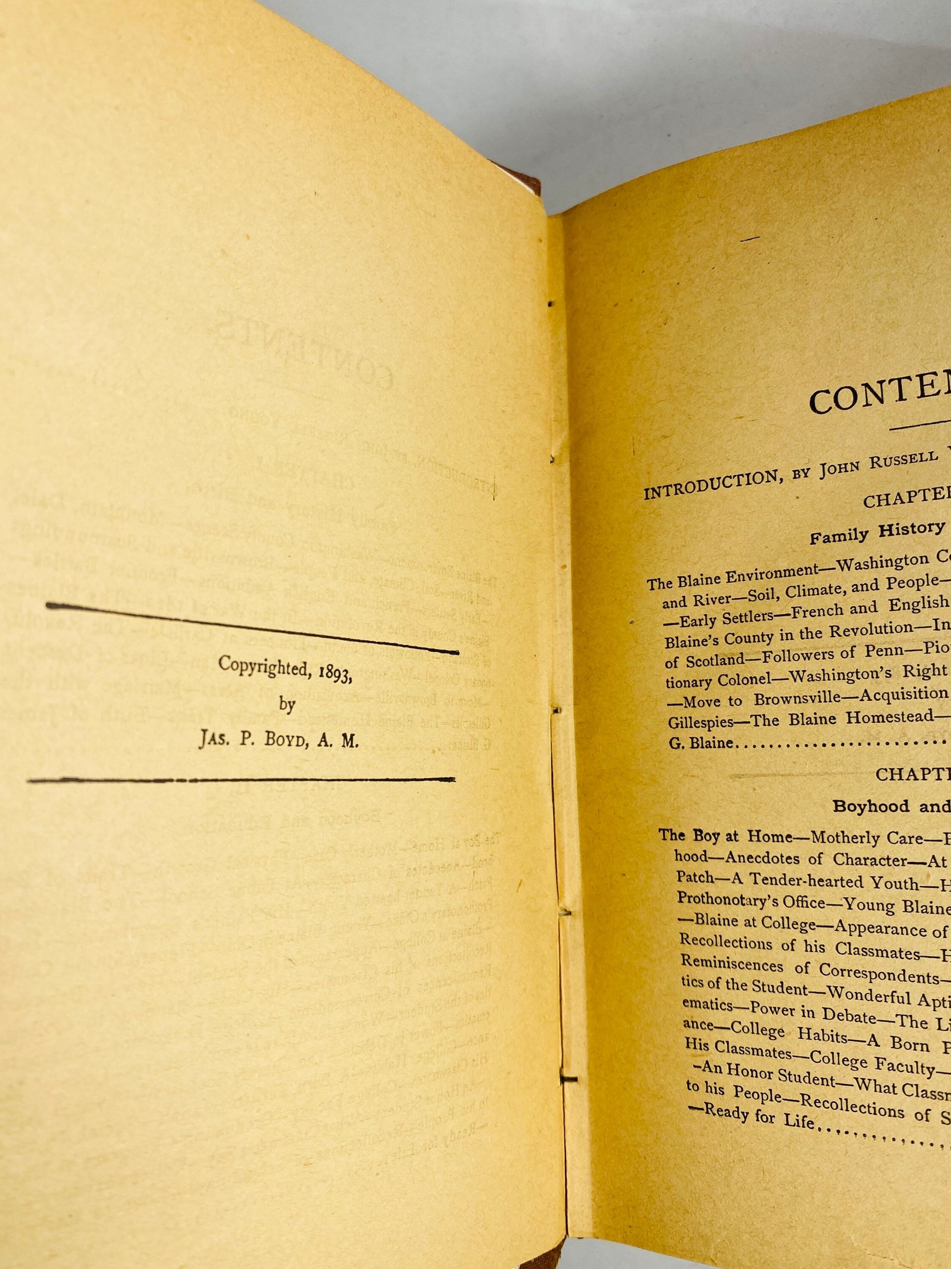 1893 Civil War James G Blaine biography FIRST EDITION Antique book Speaker of the House Congress Senate & Cabinet Maine politics