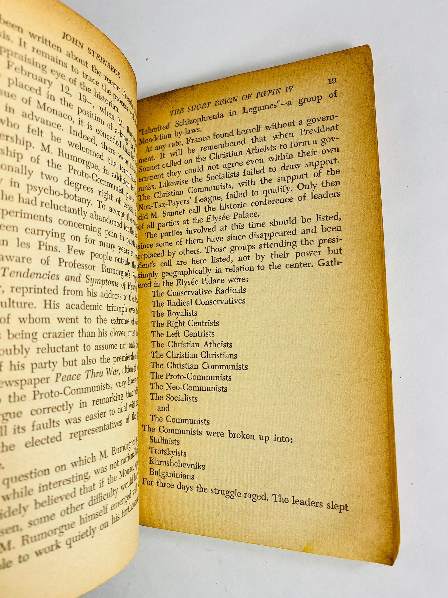 Short Reign of Pippin IV vintage paperback book by John Steinbeck circa 1957 about a man who didn't want to be king