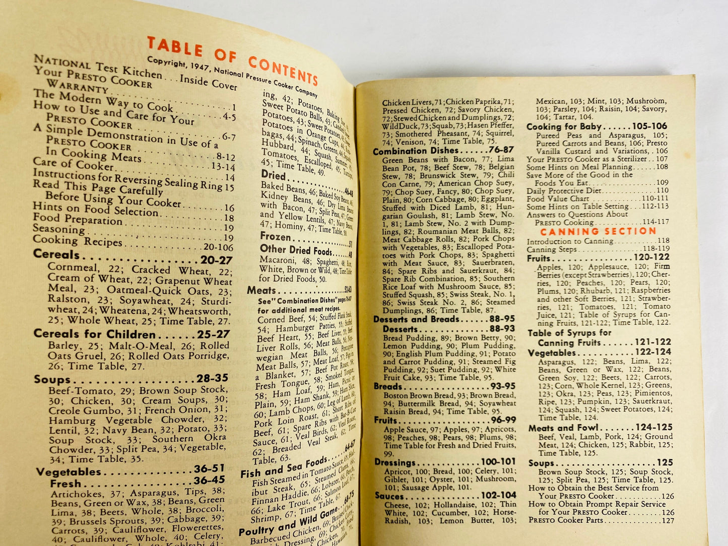 1948 Presto National Pressure Cooker recipe and instruction booklet. Gas stove cookware collector cookbook advertising gift.