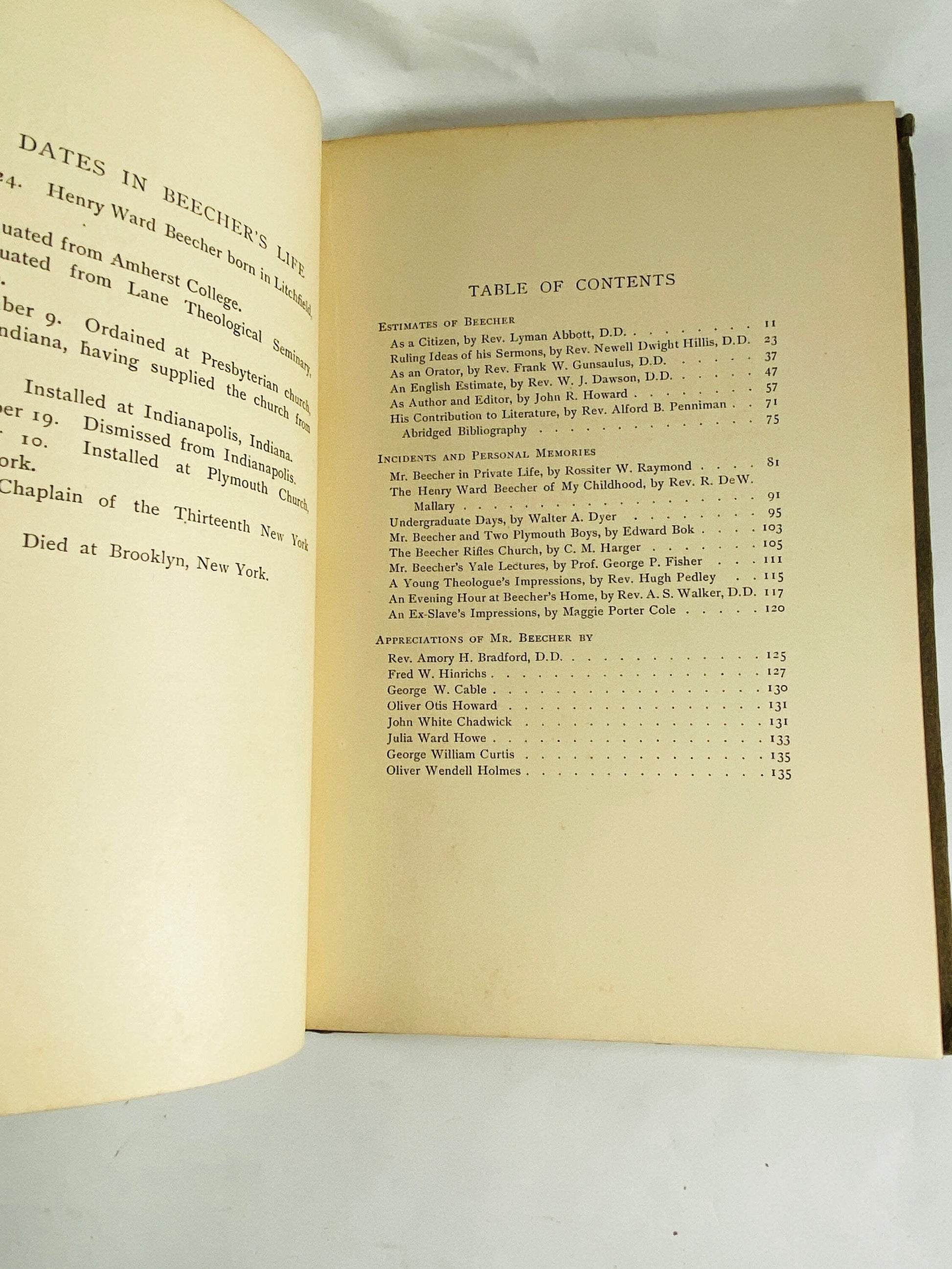 Henry Ward Beecher biography brother of Harriet Beecher Stowe, author of Uncle Tom's Cabin Vintage book by Tewksbury circa 1904 Civil War