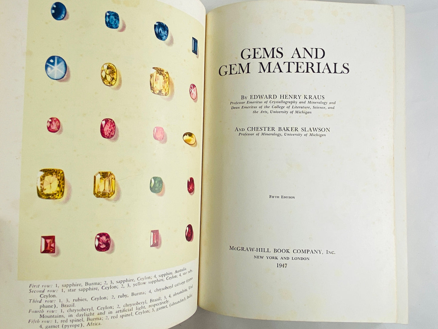 1956 Gems & Gem Materials vintage book by Edward Kraus on properties structure refraction pleochroism and character
