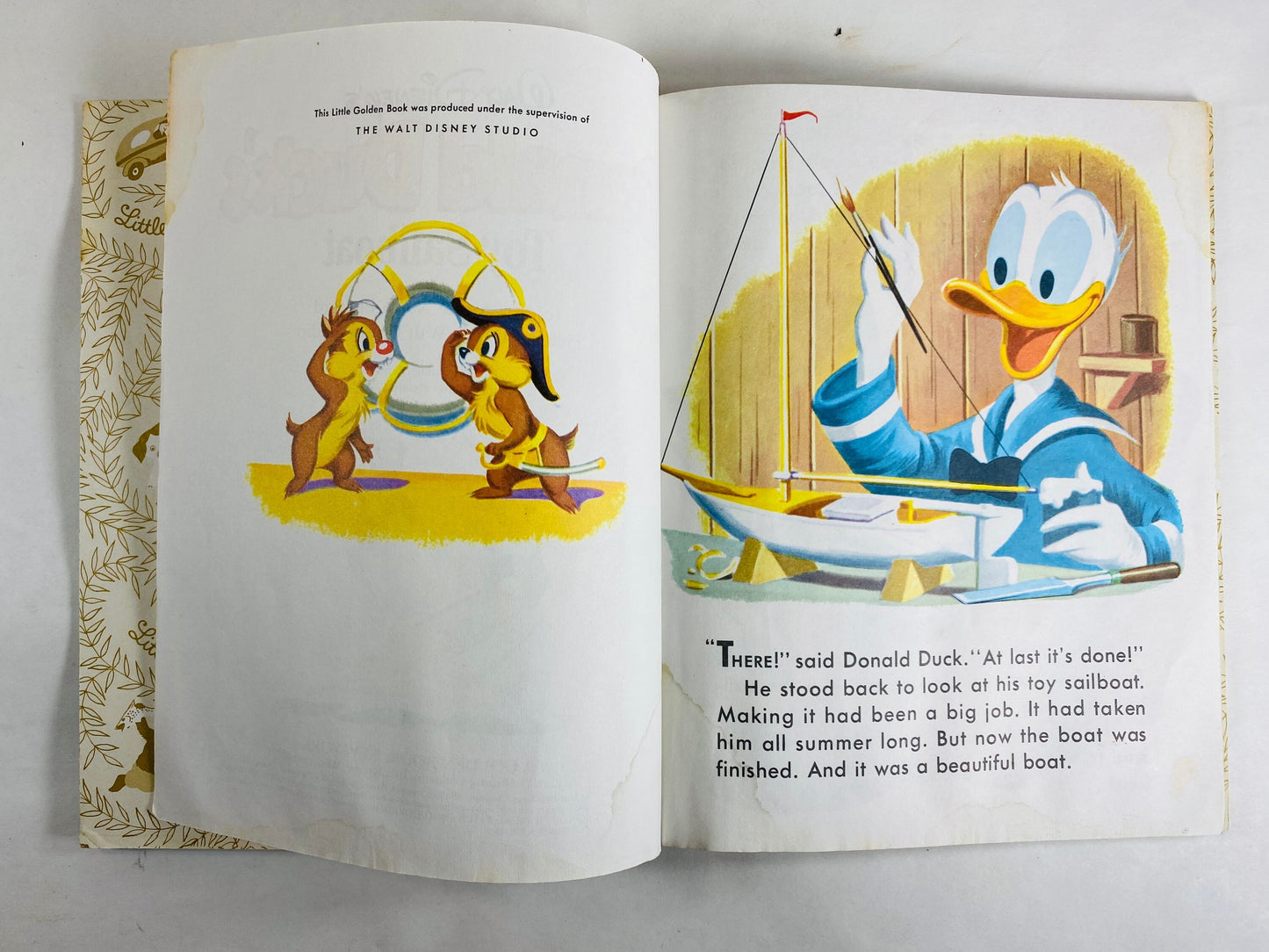 Donald Duck's Toy Sailboat vintage Little Golden Book circa 1990 Children's stories. Walt Disney lover gift Chipmunks.