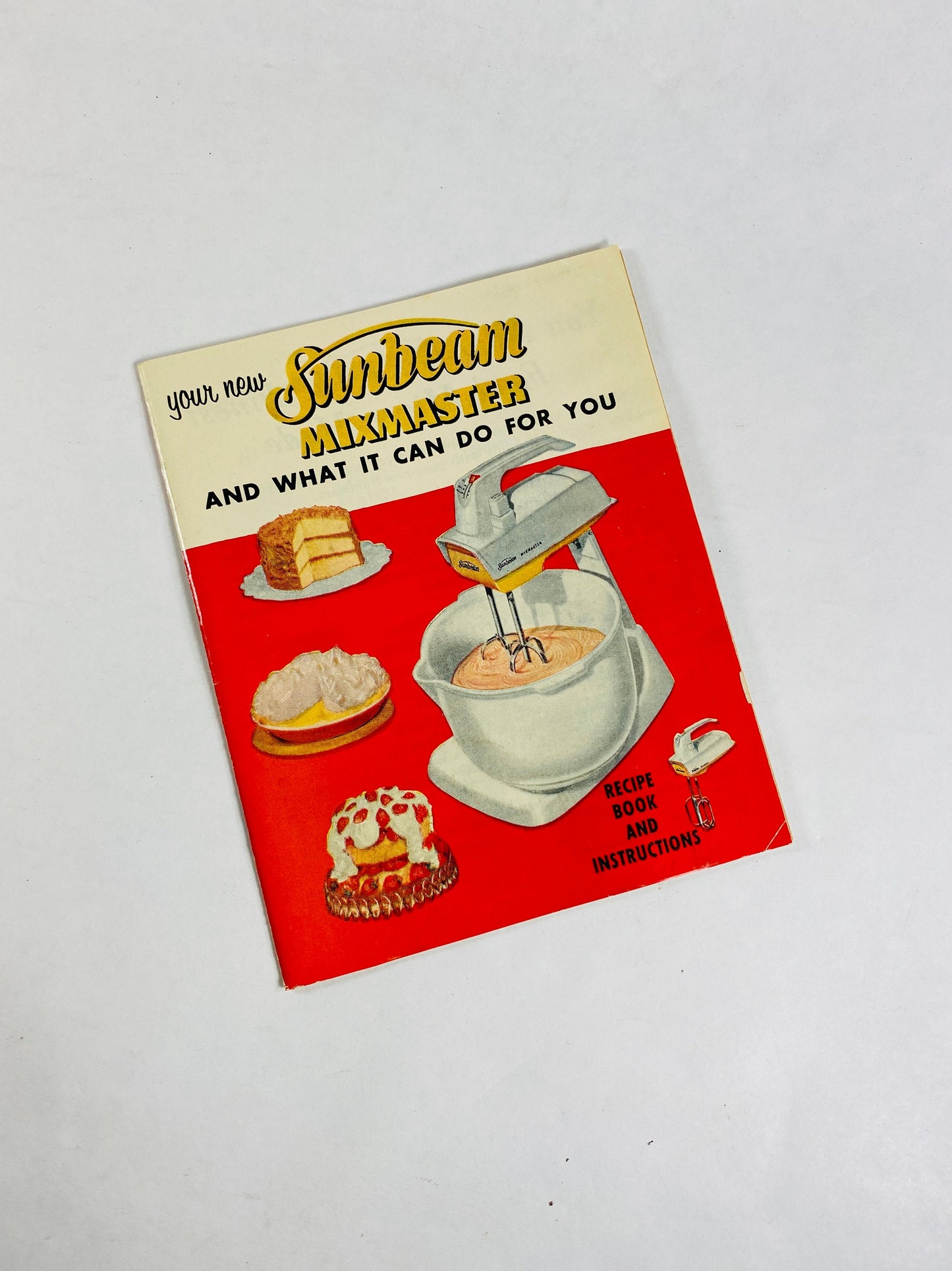 1957 Sunbeam Mixmaster Manual ORIGINAL Vintage booklet Retro 1950s food mixer Instruction and recipes. Collectible.