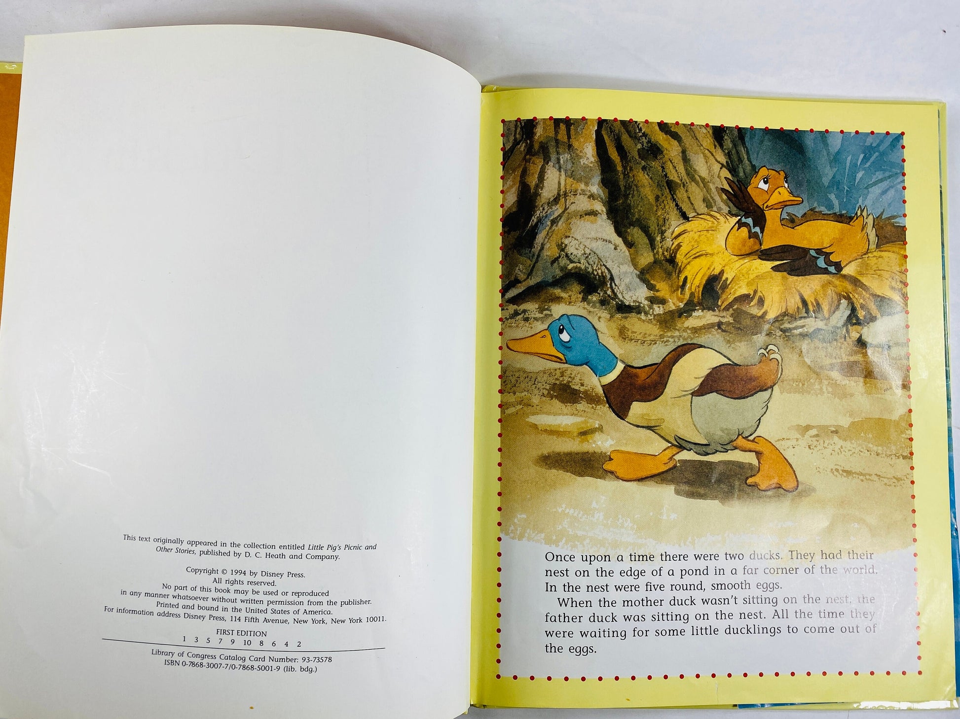 Ugly Duckling vintage book retold by Margaret Wise Brown Walt Disney circa 1994. Easter Basket gift Children nursery decor