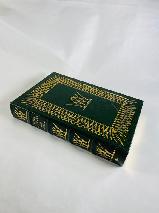 Leaves of Grass vintage EASTON PRESS book by Walt Whitman Vintage green leather decor with beautiful gilded gold circa 1977. Poetry