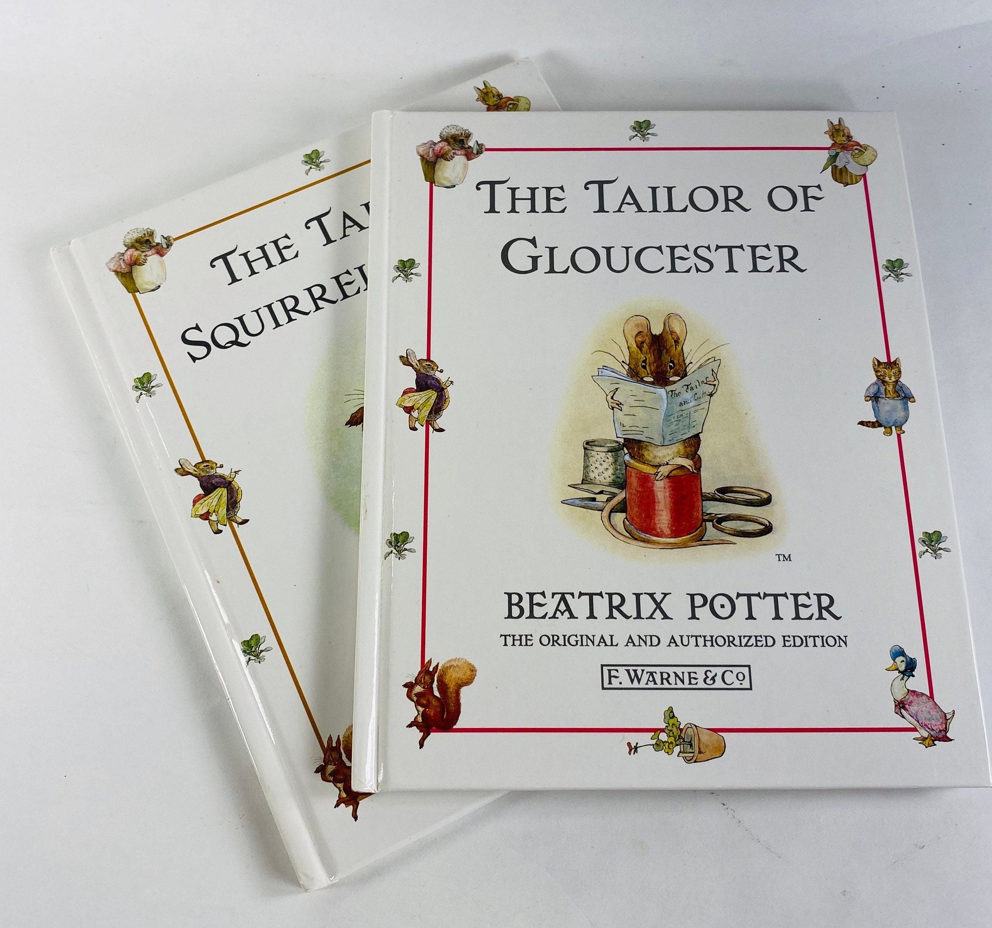 Vintage Beatrix Potter book Tale of Squirrel Nutkin, Tailor of Gloucester circa 1996. Tittle Mouse Tom Kitten.