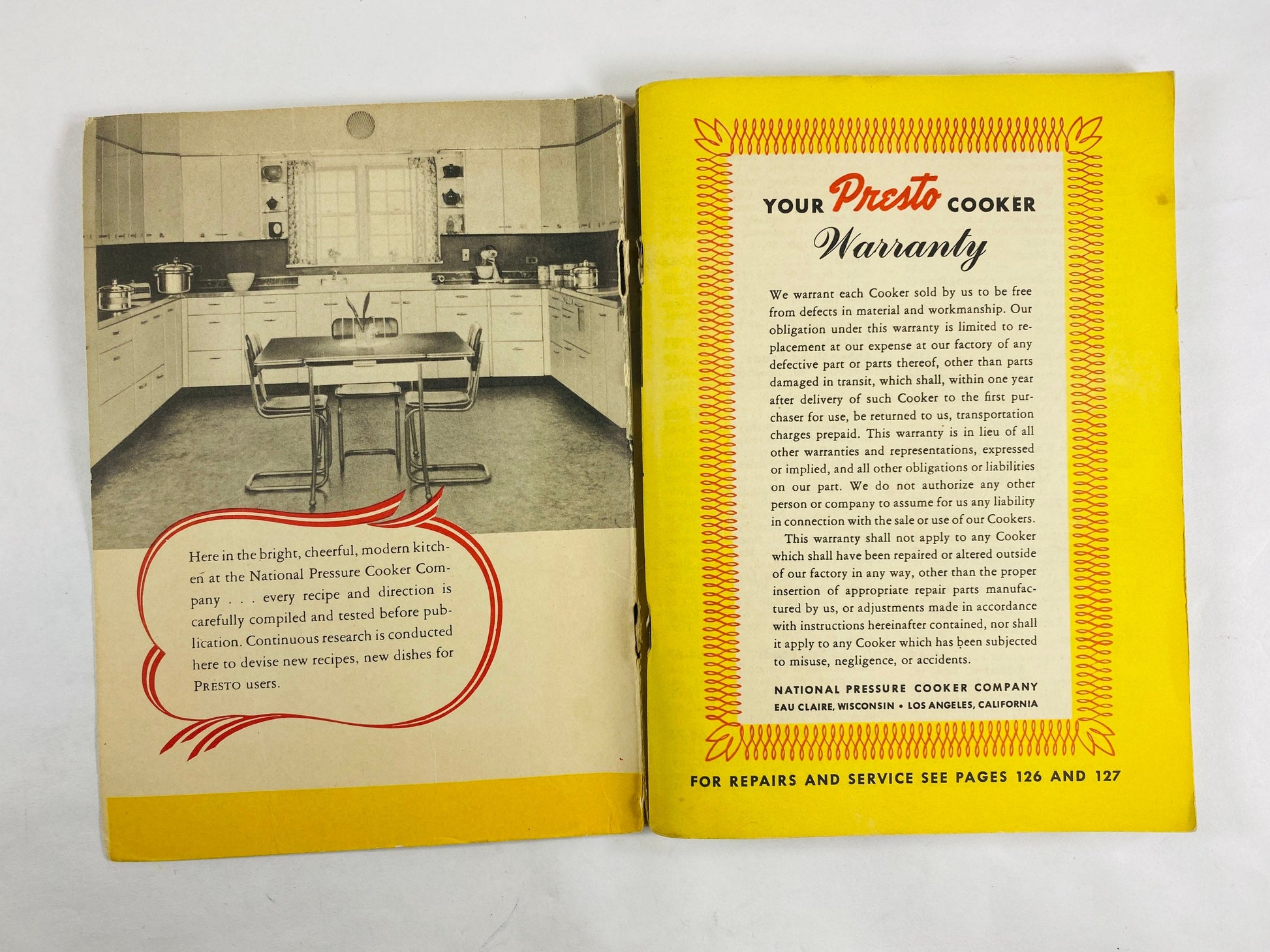 1948 Presto National Pressure Cooker recipe and instruction booklet. Gas stove cookware collector cookbook advertising gift.